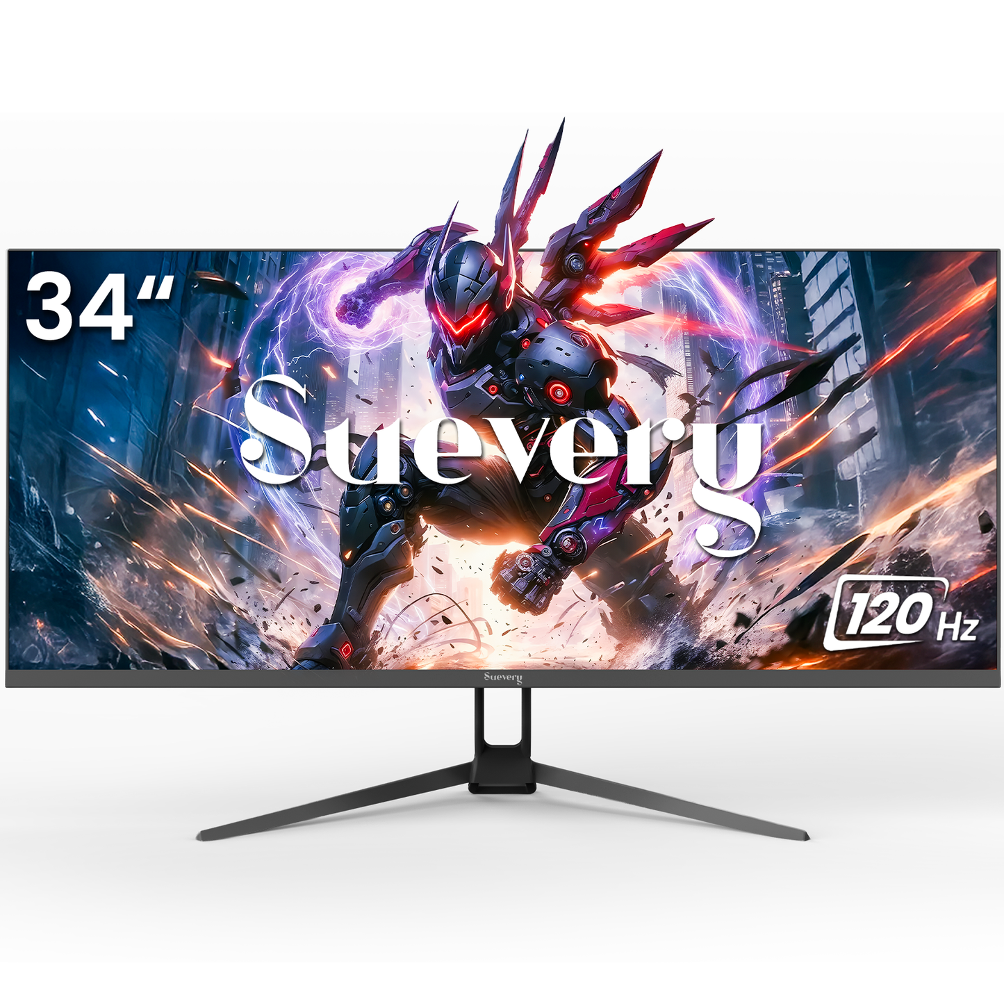 Suevery 34" IPS Computer Monitor, WQHD 1440P/120Hz Gaming Monitor, 120 sRGB, Built-in Speakers, HDMI/DP, Black