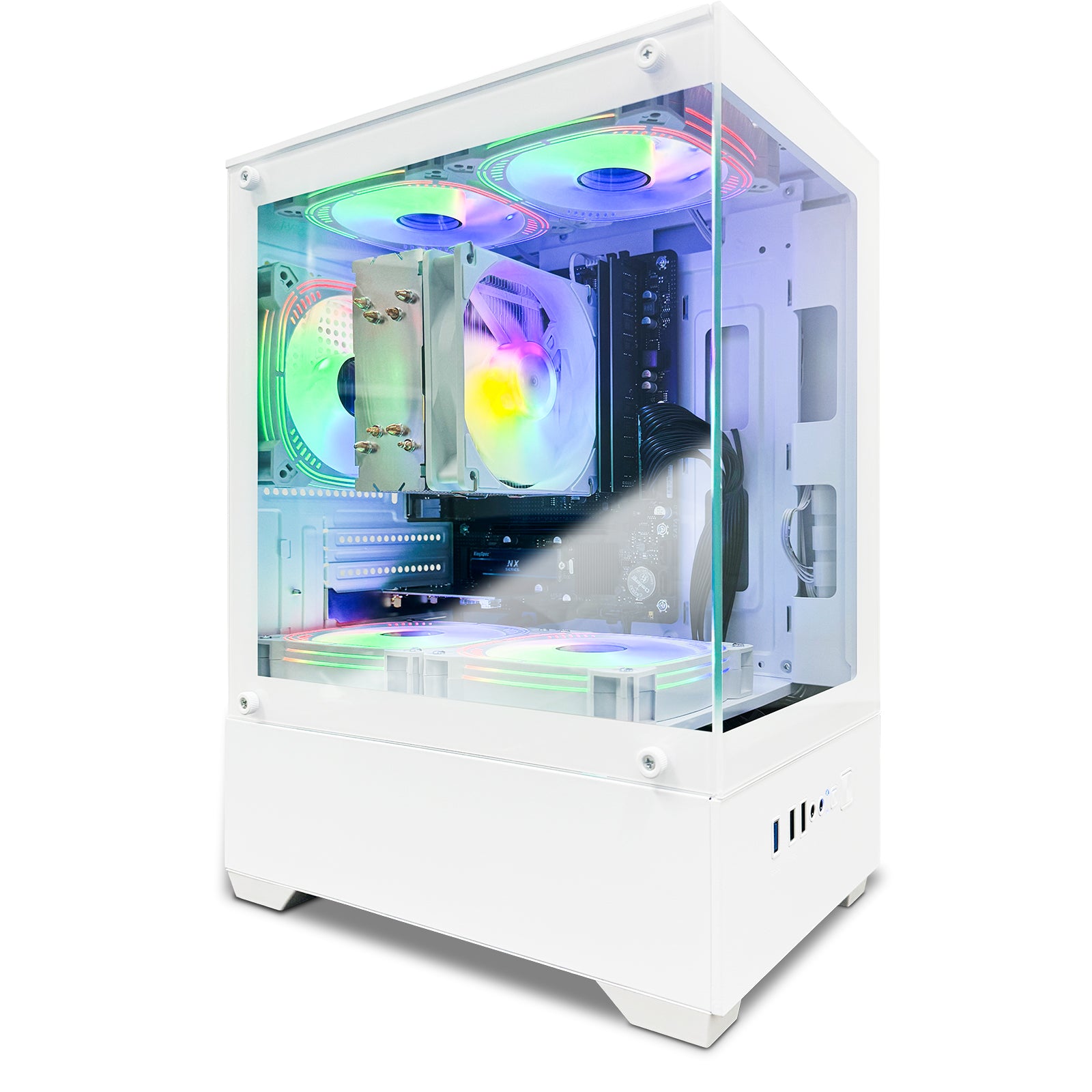 Suevery Gaming PC Desktop AMD Ryzen R7-5700G B450 Chipset 32GB RAM 1TB SSD Wi-Fi Win 11-White