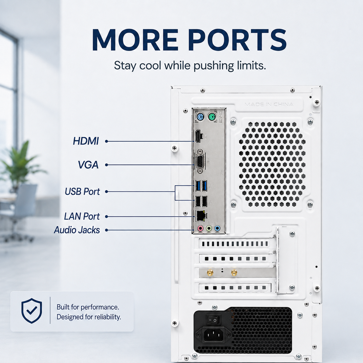 Suevery Desktop PC Computer, AMD Ryzen 5 3400G up to 4.2GHz, 8GB DDR4 RAM, RGB Lighting, WiFi 6, White
