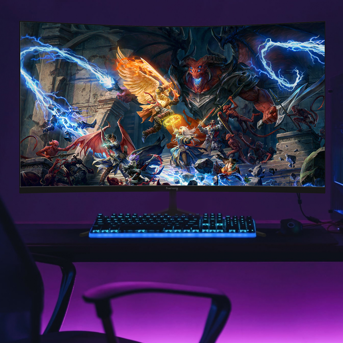Suevery 32" 165Hz Curved Gaming Monitor, QHD 2560x1440P, 1800R, FreeSync, Low Blue Light, Wall Mountable, HDMI/DP, Black