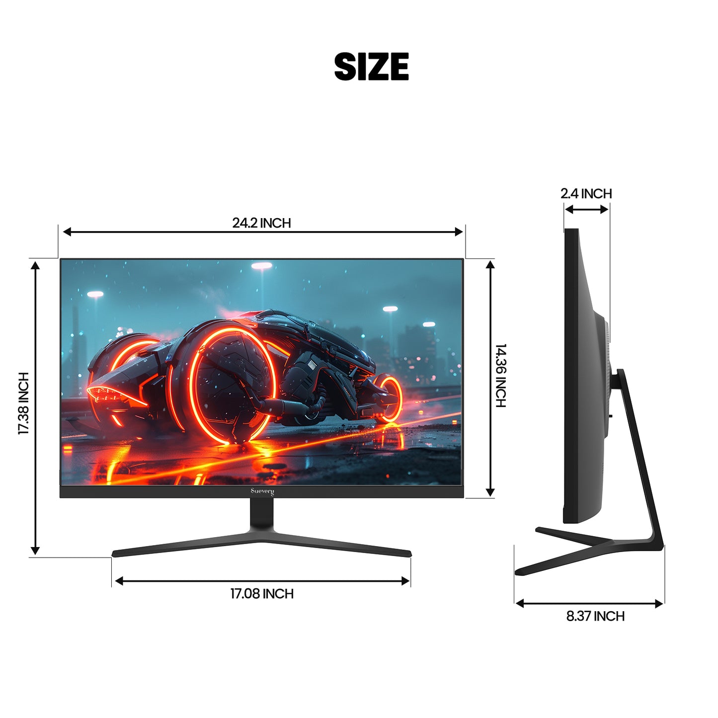 Suevery 27" Computer Monitor, FHD 1080P/100Hz Gaming Monitor, 1800R, 100% sRGB, Built-in Speakers, VGA/HDMI, Black