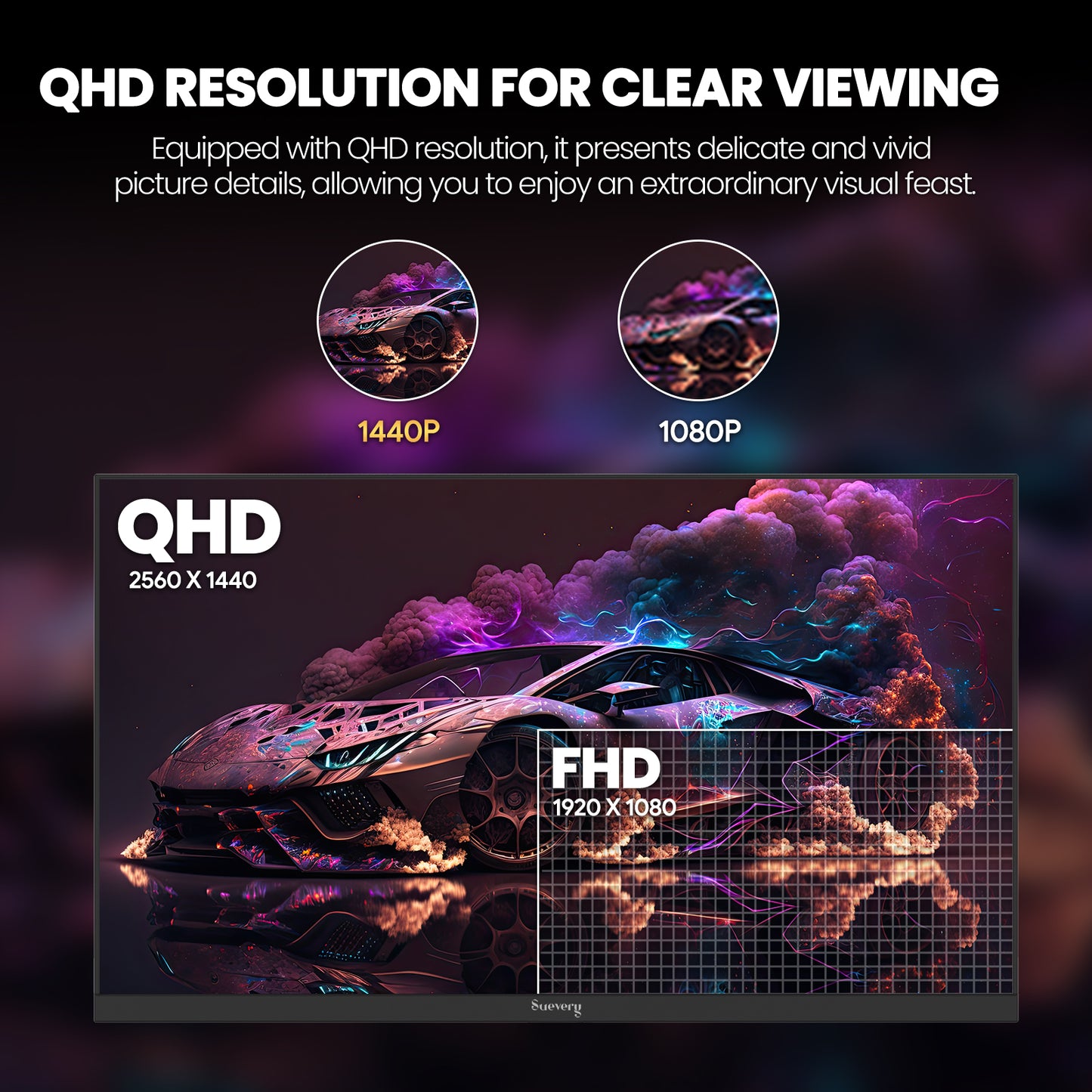 Suevery 27" Computer Monitor, FHD 1080P/100Hz Gaming Monitor, 1800R, 100% sRGB, Built-in Speakers, VGA/HDMI, Black
