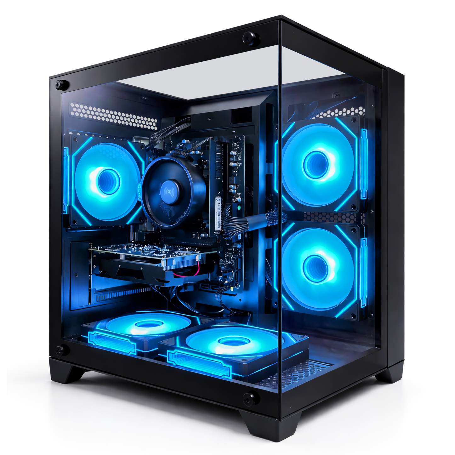 Suevery Gaming PC Desktop, AMD Ryzen 7 5700X, NVIDIA RTX 5060 8GB, 16GB DDR4 RAM, 1TB NVMe SSD, Wi-Fi 6, RGB Lighting, 650W, Black