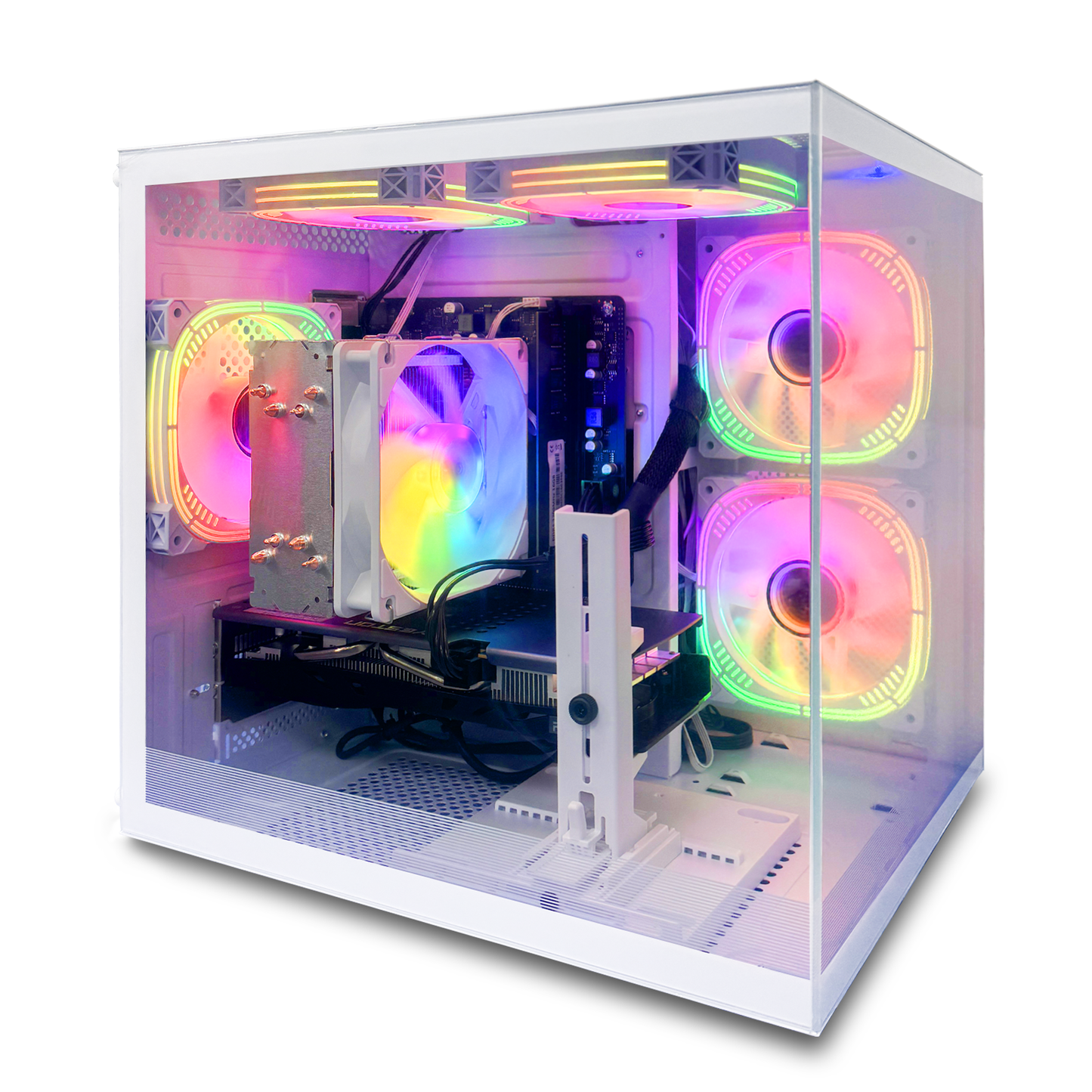 AMD Ryzen 5 5600 + Radeon RX 6500 Gaming PC with B450 Motherboard, 16GB DDR4 3200MHz, 1TB NVMe SSD, WiFi 6, 400W PSU, and RGB Lighting