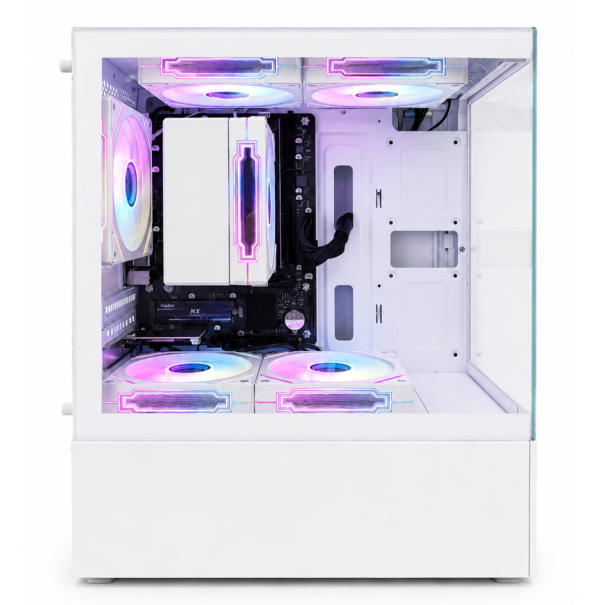 Suevery Desktop PC Computer, AMD Ryzen 5 3400G up to 4.2GHz, 8GB DDR4 RAM, RGB Lighting, WiFi 6, White