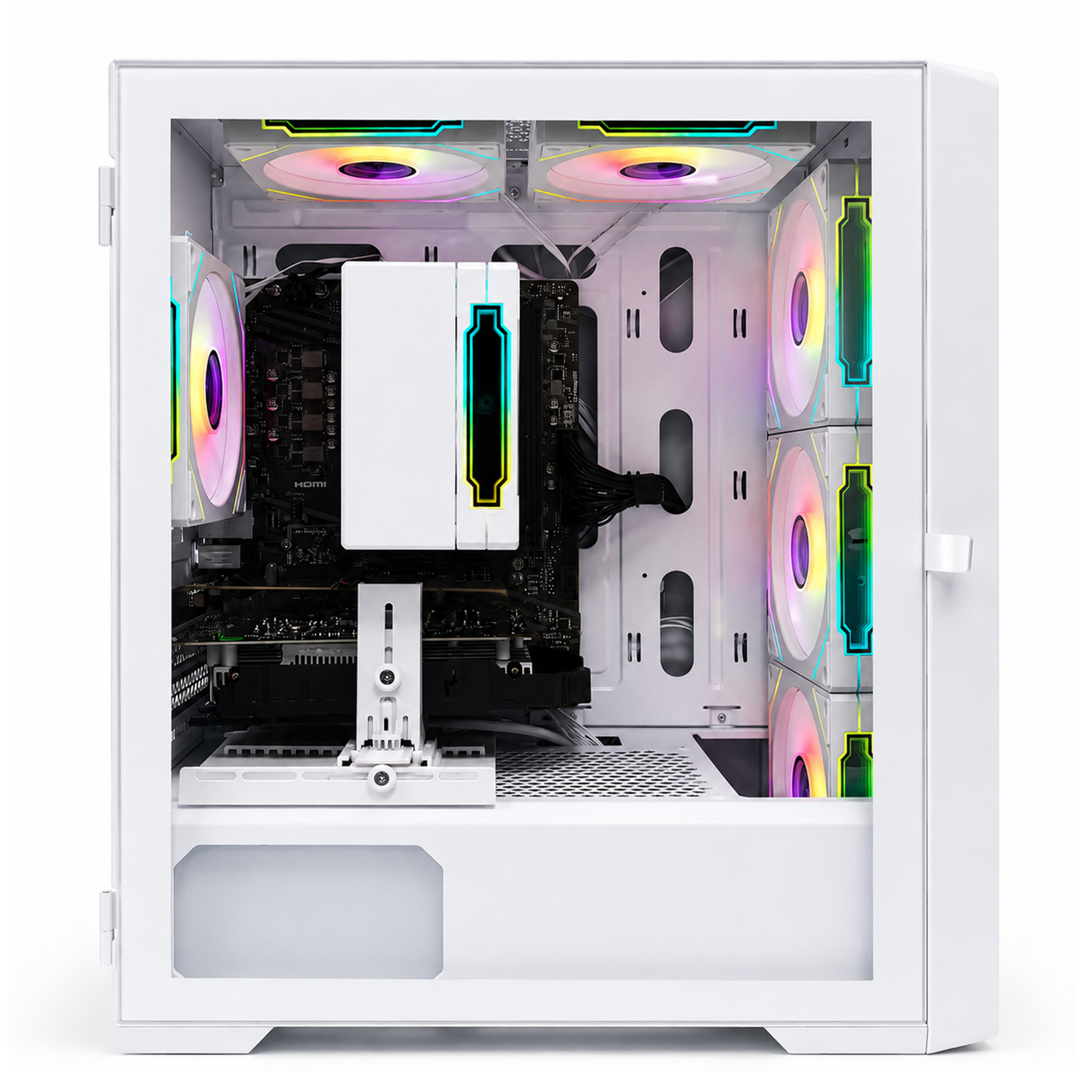 Suevery Gaming PC Desktop, AMD Ryzen 7, RTX 3050 6GB, DDR4 RAM 16GB, 512GB SSD, WiFi, RGB Lighting, White