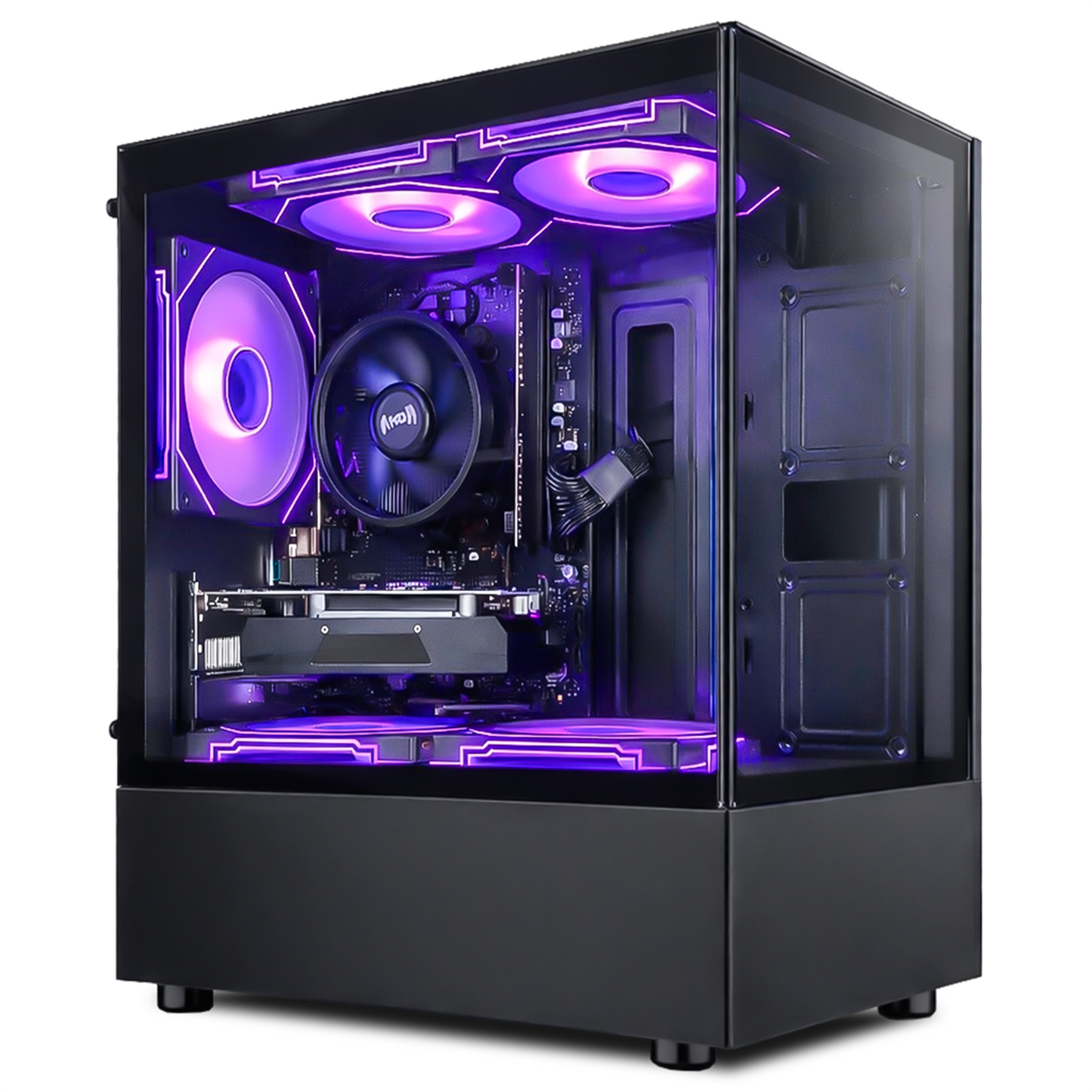 Suevery Gaming PC Desktop - AMD Ryzen 5 3500X, Radeon RX 560, 16GB DDR4 RAM, 512GB NVMe SSD, WiFi 6, RGB Lighting, Black