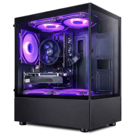 Suevery Gaming PC Desktop - AMD Ryzen 5 3500X, Radeon RX 560, 16GB DDR4 RAM, 512GB NVMe SSD, WiFi 6, RGB Lighting, Black