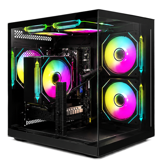 Suevery Gaming PC Desktop, AMD Ryzen 5 5500, RTX 3050 8GB, 16GB DDR4 3200MHz, 512GB NVMe SSD, RGB Fans, Black