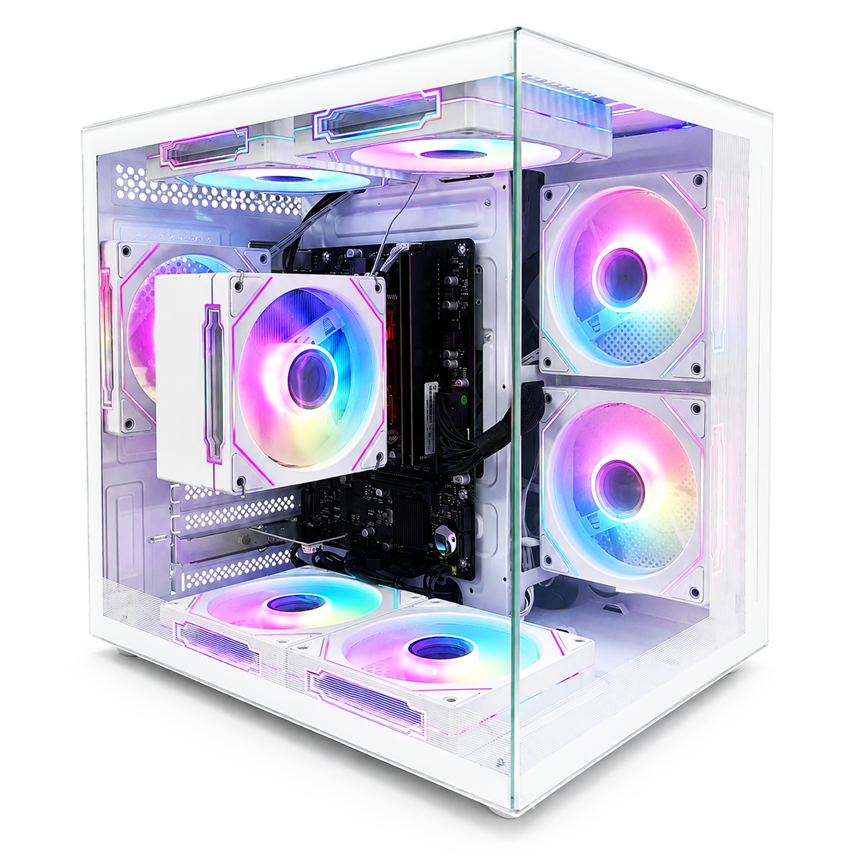 Suevery Desktop PC Computer, AMD Ryzen 5 3400G up to 4.2GHz, 16GB DDR4 RAM, RGB Fans, WiFi 6, White