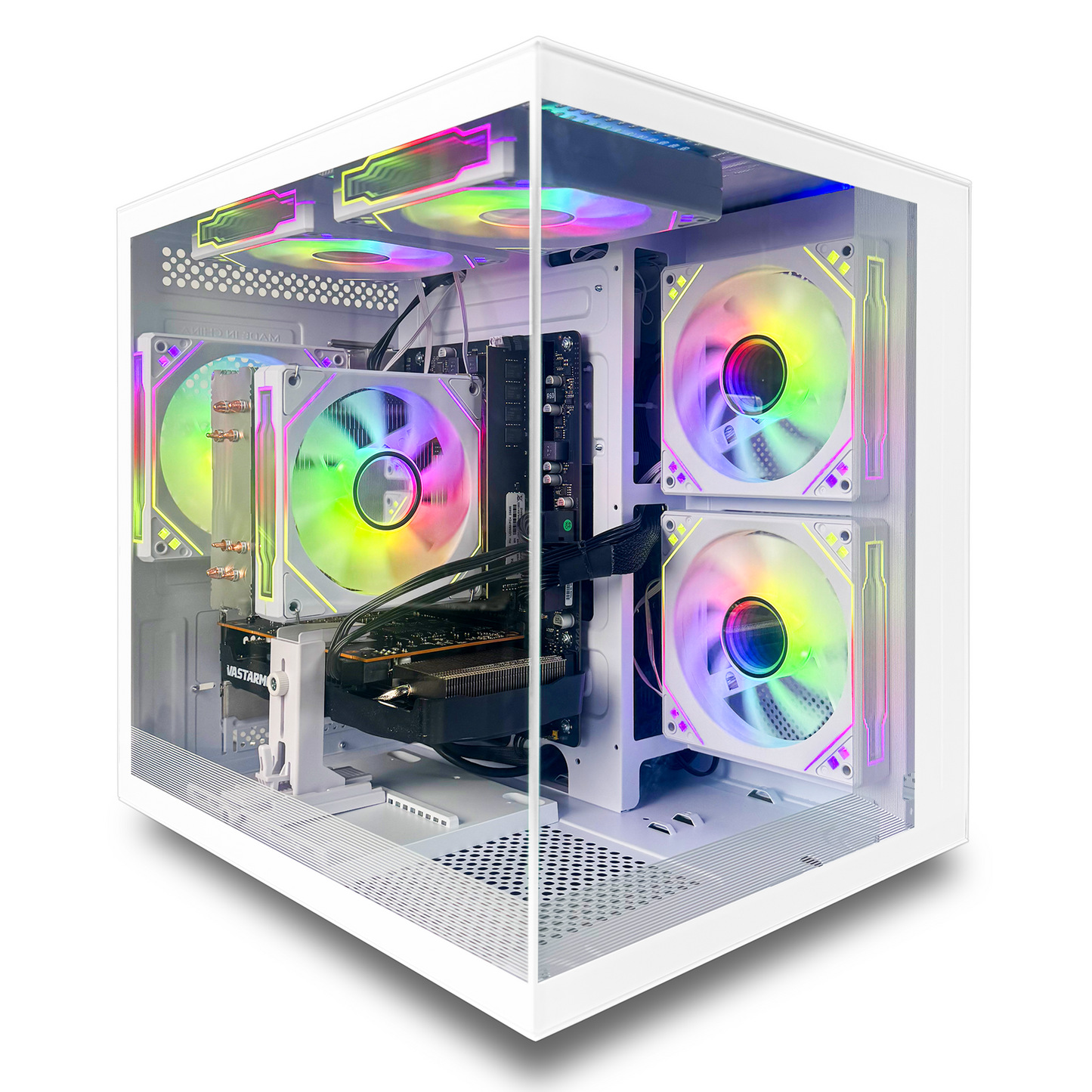 Suevery Gaming PC Desktop - AMD Ryzen 5 5500, Radeon RX 6500XT 4GB, 16GB DDR4, 1TB NVMe SSD, Wifi 6, White