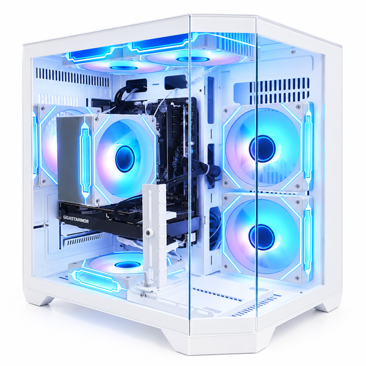 Suevery Gaming PC Desktop, AMD Ryzen 5 4500, RX 6500XT 4G, DDR4 16G , 512GB NVMe SSD, WiFi 6, RGB Fans,  White