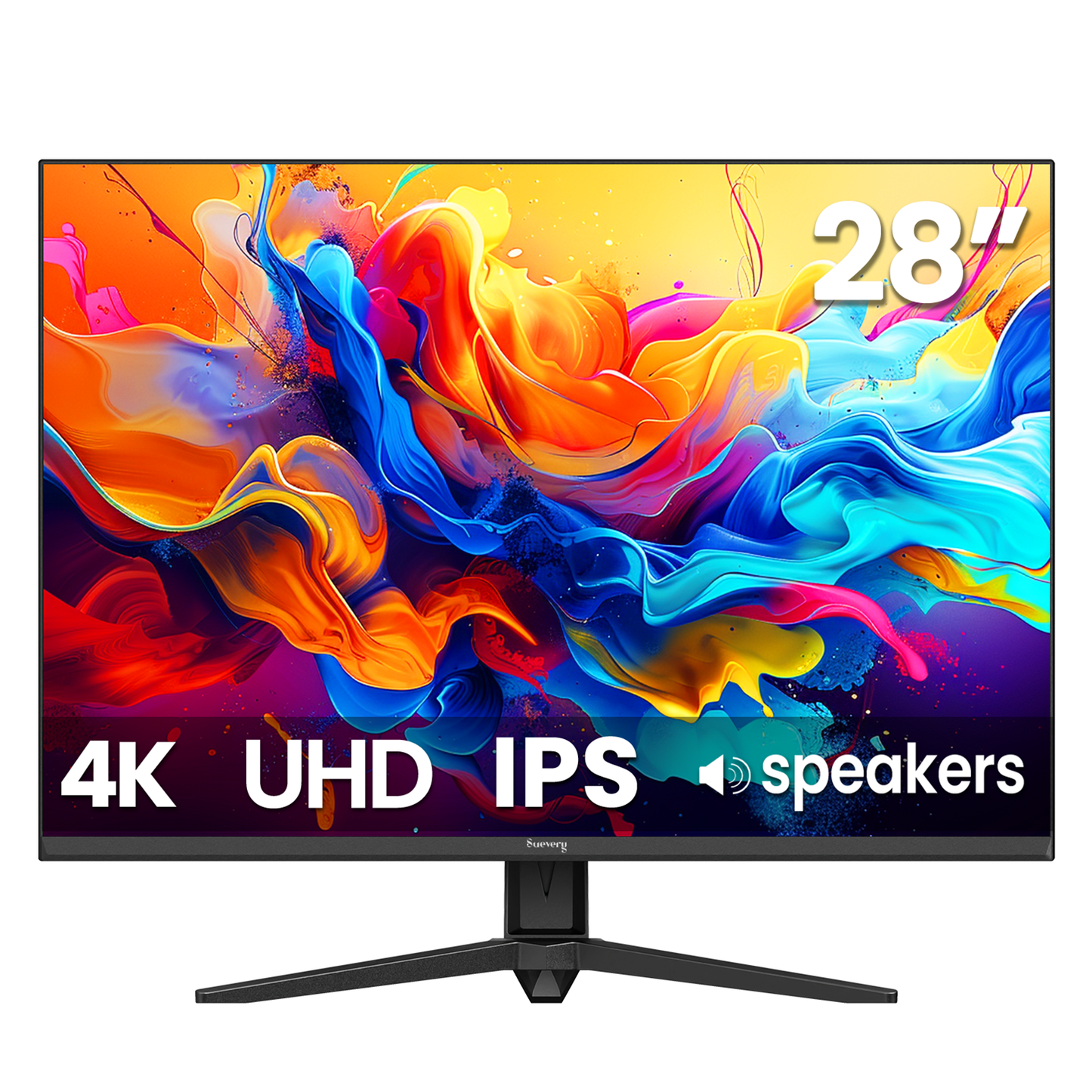 Suevery 28" 4K UHD IPS Computer Monitor, 3840×2560, 120% sRGB, FreeSync, Built-in Speakers, HDMI/DP, Wall Mount, Black