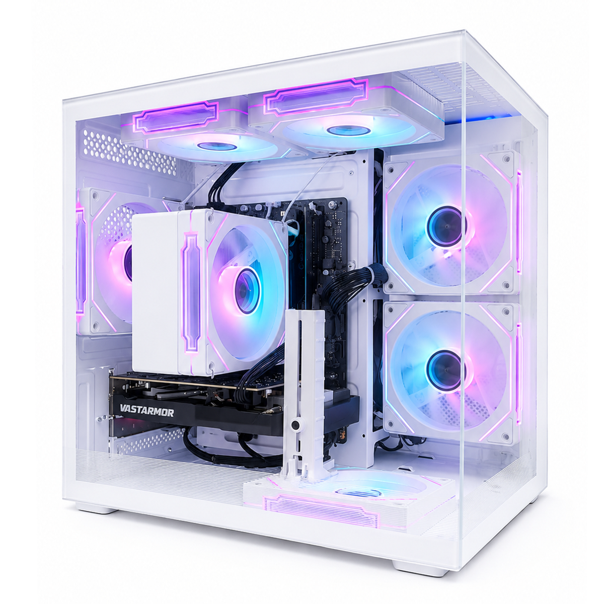 Suevery Gaming PC Desktop - AMD Ryzen 5 5500, Radeon RX 6500XT, DDR4 16GB , 512GB NVMe SSD, A520, WiFi 6, White