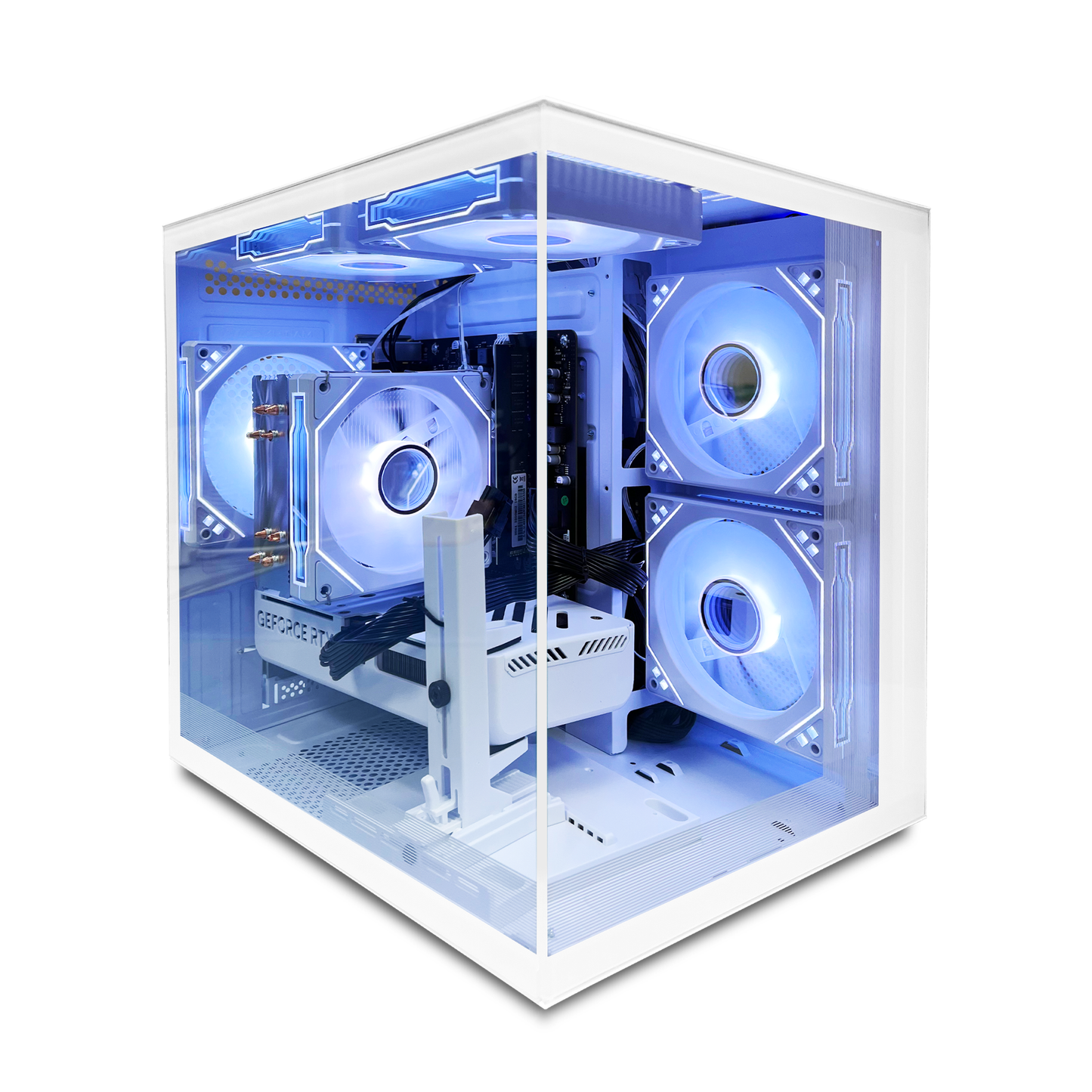Suevery Gaming PC Desktop - AMD Ryzen 7 5700X, NVIDIA RTX 5060 8GB, 16GB DDR4, 1TB NVMe SSD, RGB lighting, Wi-Fi 6, White