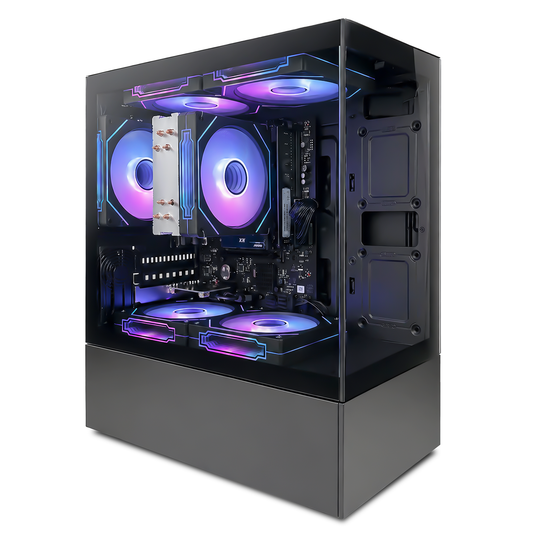 Suevery Gaming PC Desktop – AMD Ryzen 5 5600GT, 16GB DDR4 RAM, 512GB NVMe SSD, 650W, RGB Fans, Wi-Fi 6, Black