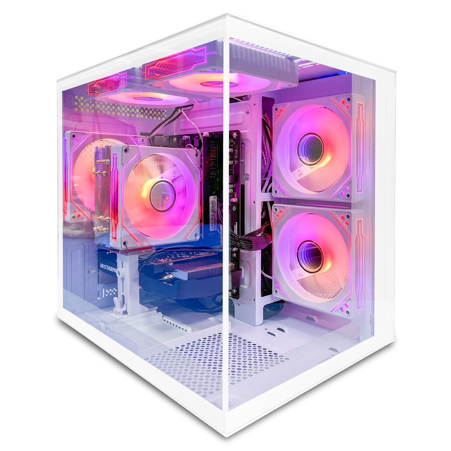Suevery Gaming PC Desktop, AMD Ryzen 5 4500, RX 6500XT 4G, DDR4 16G , 512GB NVMe SSD, WiFi 6, RGB Fans,  White