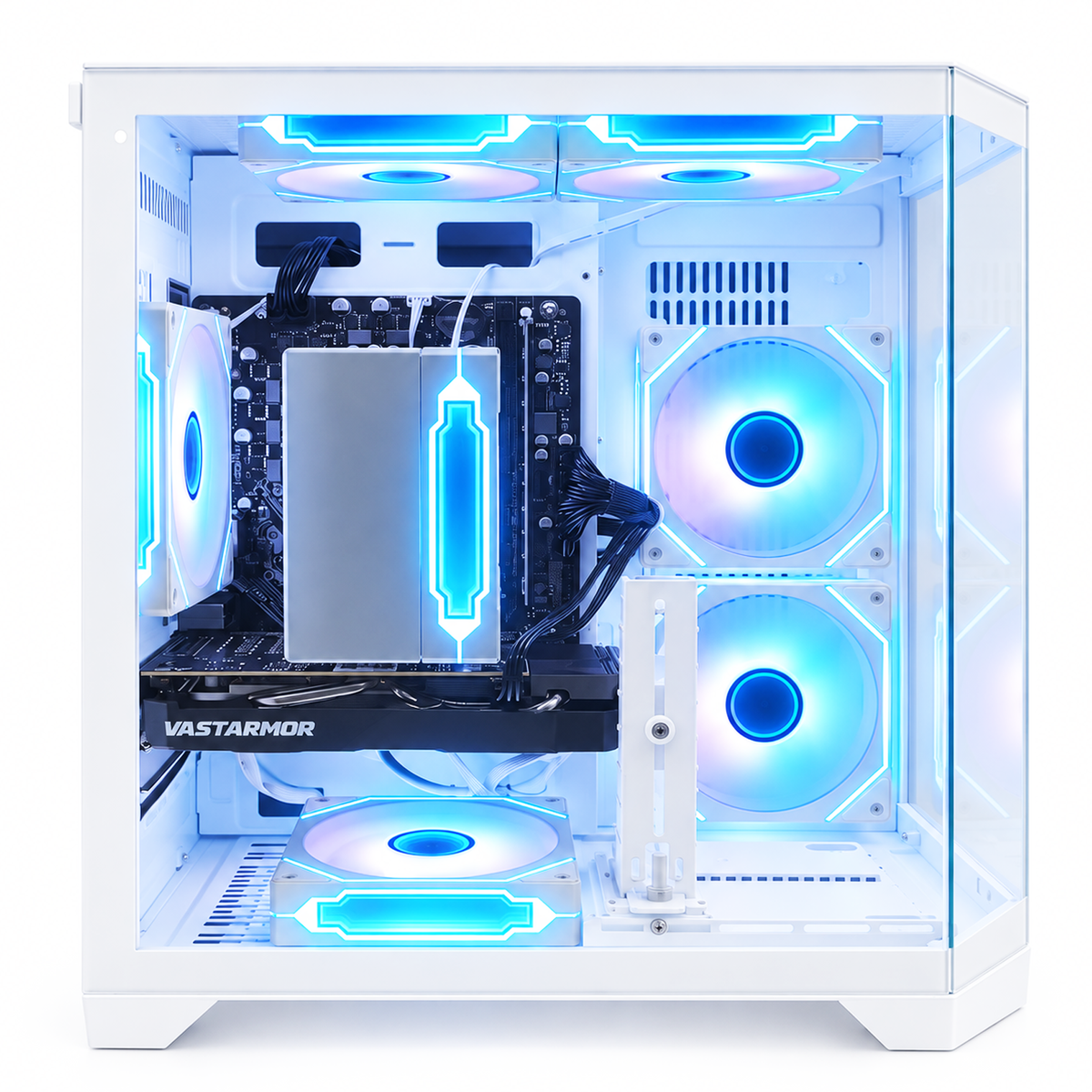 Suevery Gaming PC Desktop, AMD Ryzen 5 4500, RX 6500XT 4G, DDR4 16G , 512GB NVMe SSD, WiFi 6, RGB Fans,  White