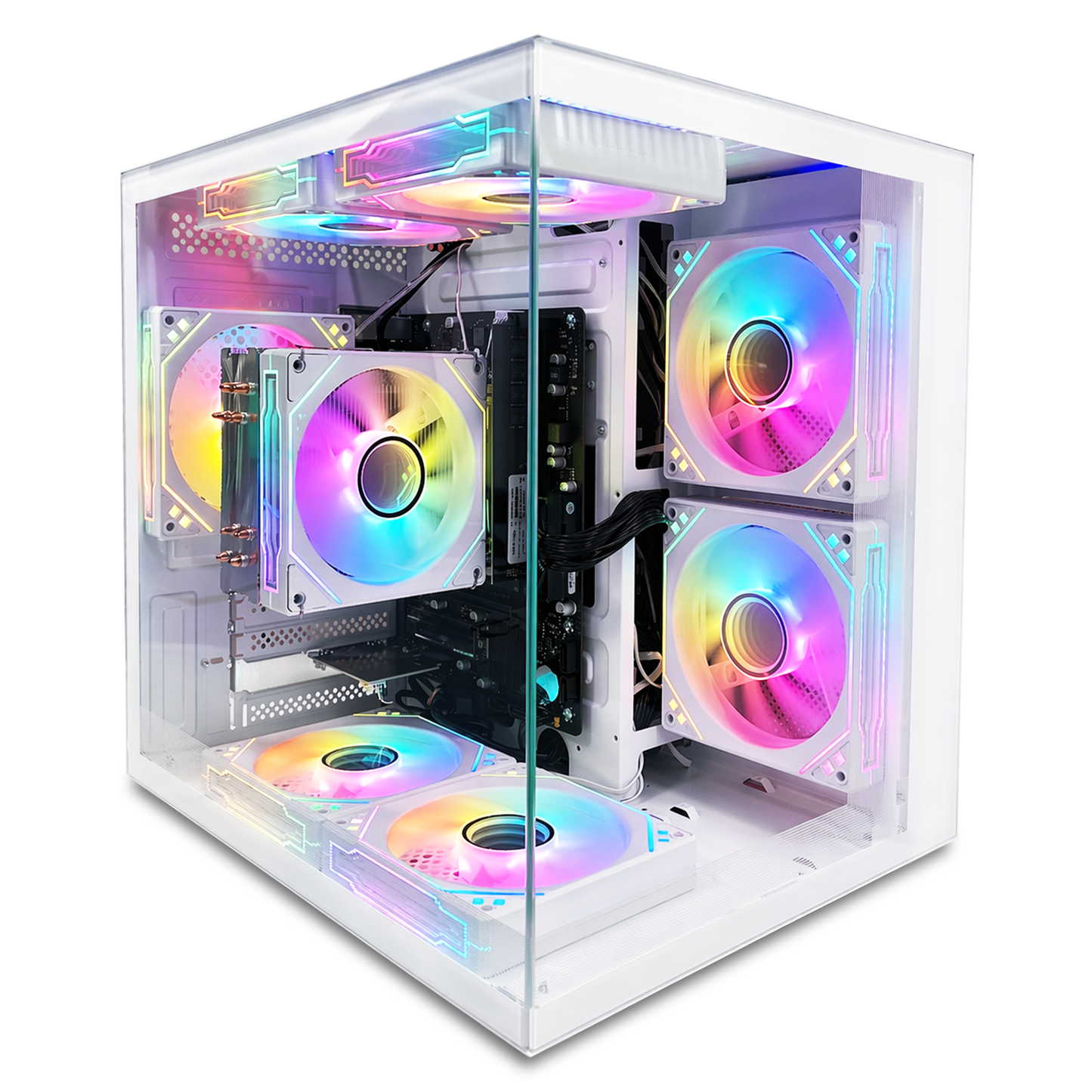 Suevery Desktop PC - AMD Ryzen 5 5600GT, 16GB DDR4 RAM, 512GB NVMe SSD, Wi-Fi 6, RGB Fan, 650W, White