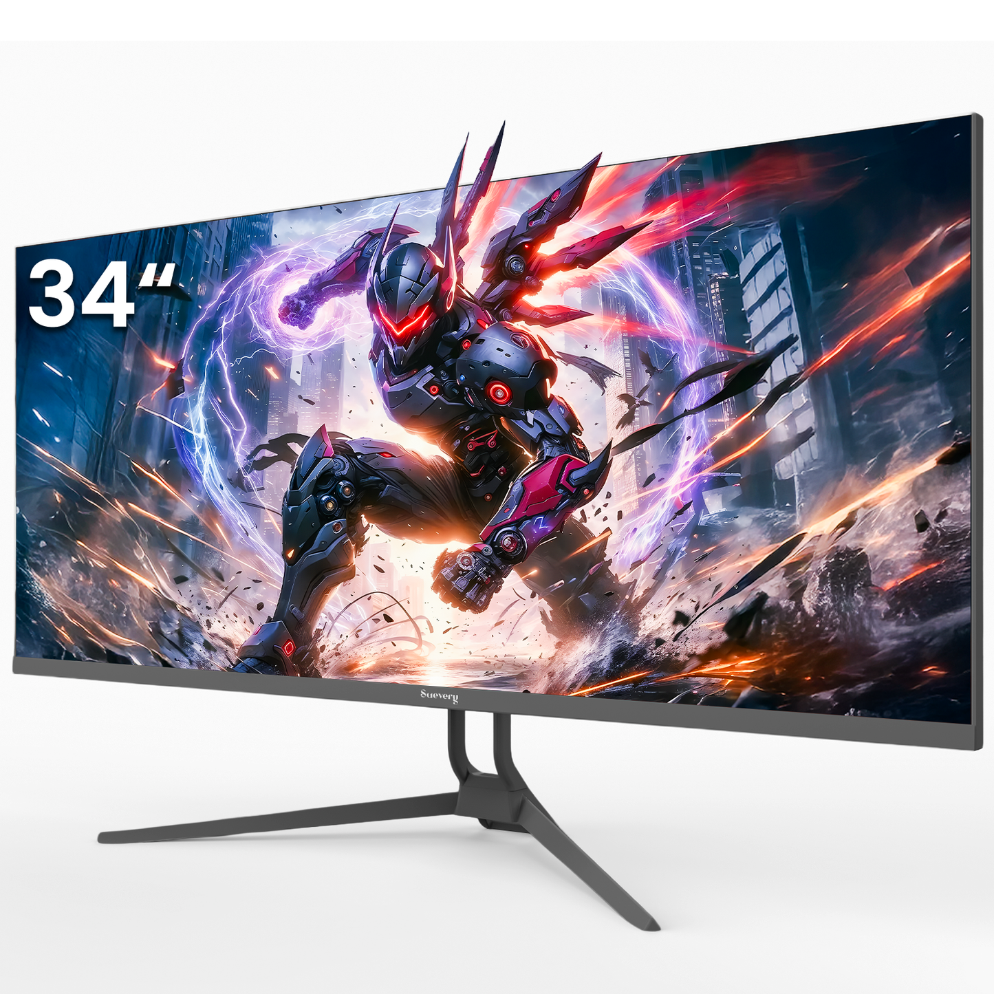 Suevery 34" IPS Computer Monitor, WQHD 1440P/120Hz Gaming Monitor, 120 sRGB, Built-in Speakers, HDMI/DP, Black