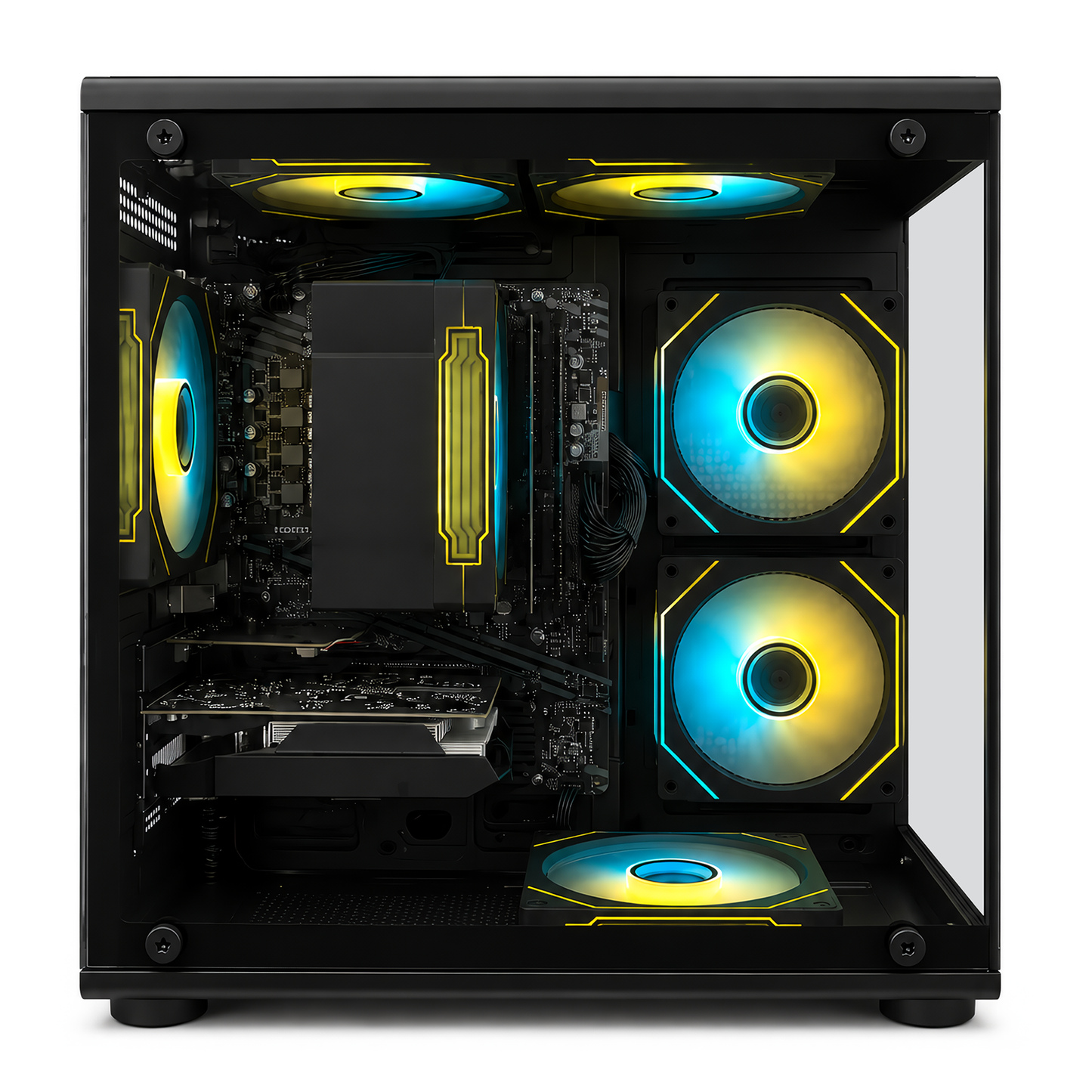Suevery PC Desktop Computer, AMD Ryzen 7, Radeon RX 560 4G, DDR4 RAM 16G, 512GB SSD, WiFi 6, RGB Lighting, Black