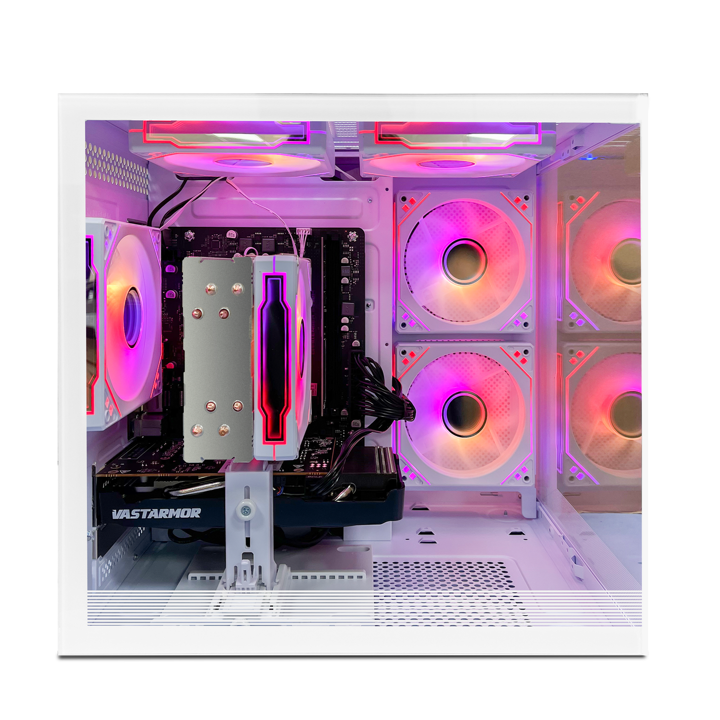 Suevery Gaming PC Desktop, AMD Ryzen 5 4500, RX 6500XT 4G, DDR4 16G , 512GB NVMe SSD, WiFi 6, RGB Fans,  White