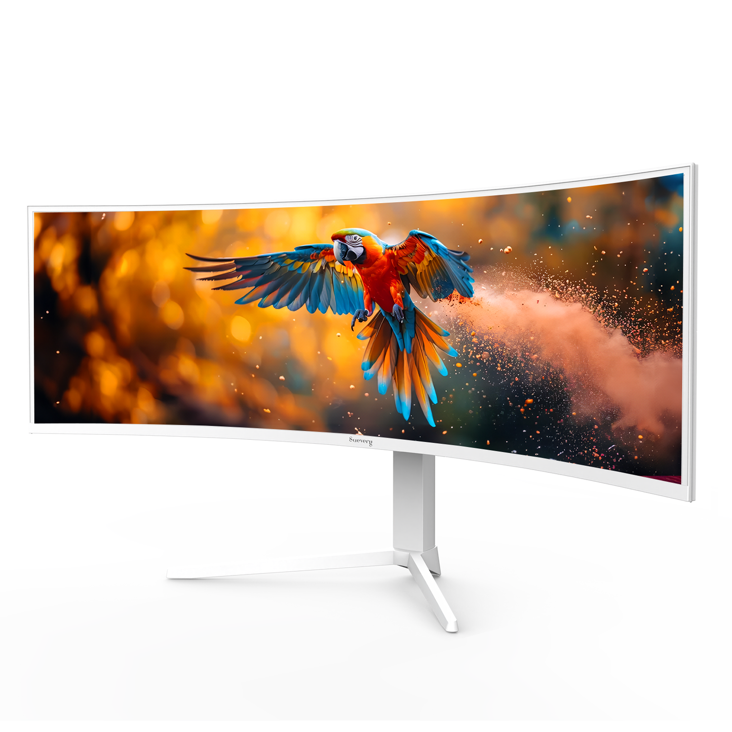 Suevery 49" 120Hz Ultra-Wide Curved Gaming Monitor, DQHD/5120x1440p, 1500R, FreeSync, 120% sRGB, Height Adjustable Stand, RGB Lighting, HDMI & DP, White
