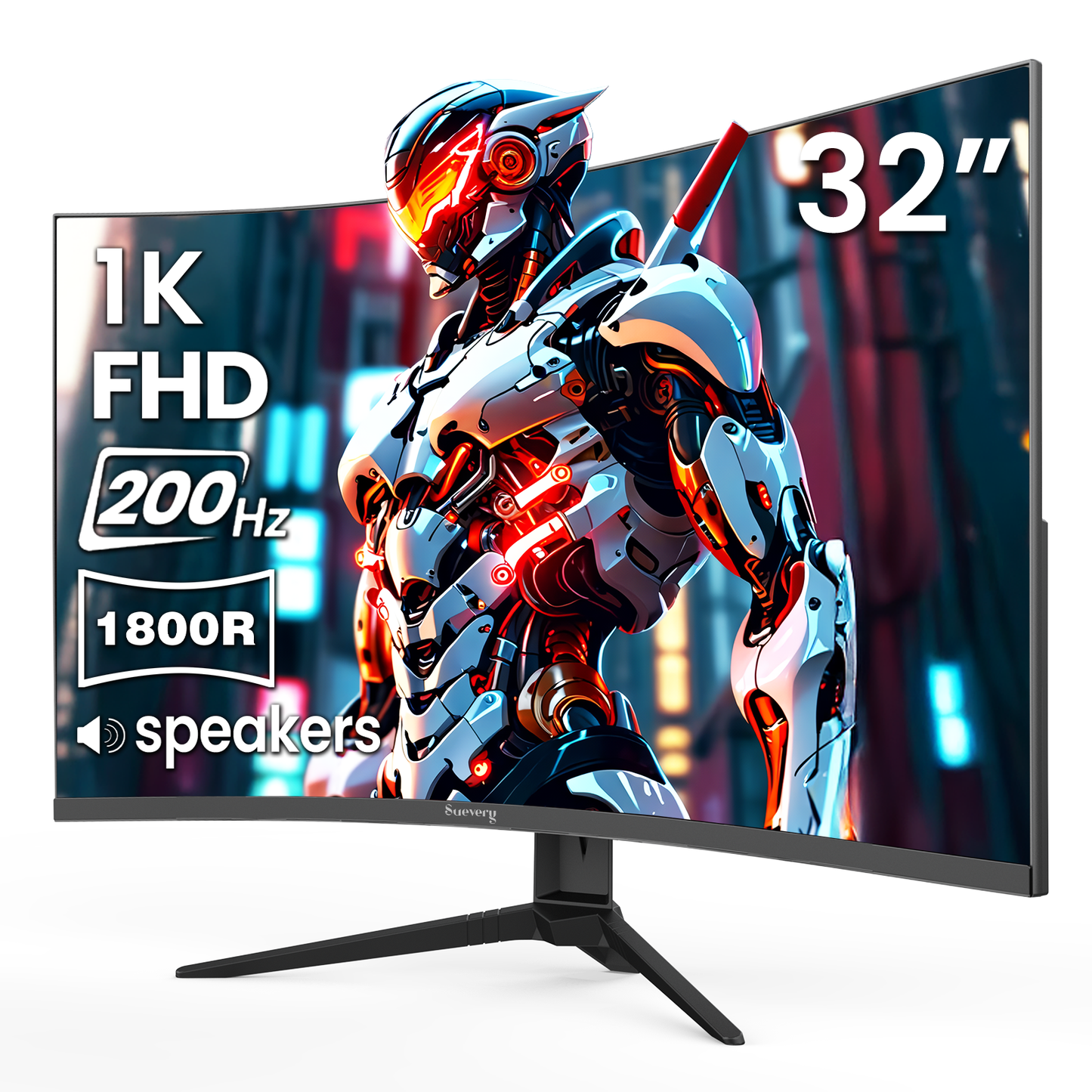 Suevery 32" Curved Gaming Monitor, 200Hz, FHD/1920*1080P, 120 sRGB, Freesync, HDMI/DP-Black