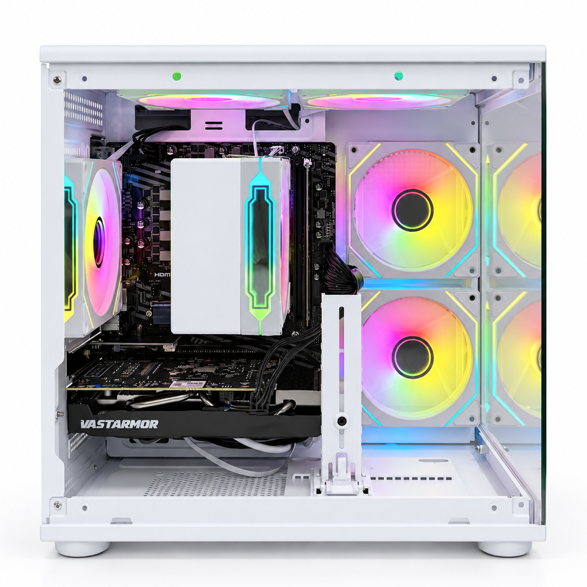 Suevery Gaming PC Desktop, AMD Ryzen 7 4700LE, Radeon RX 6500XT 4GB, 16GB DDR4 RAM, 512GB NVMe SSD, WiFi 6, RGB Lighting, White