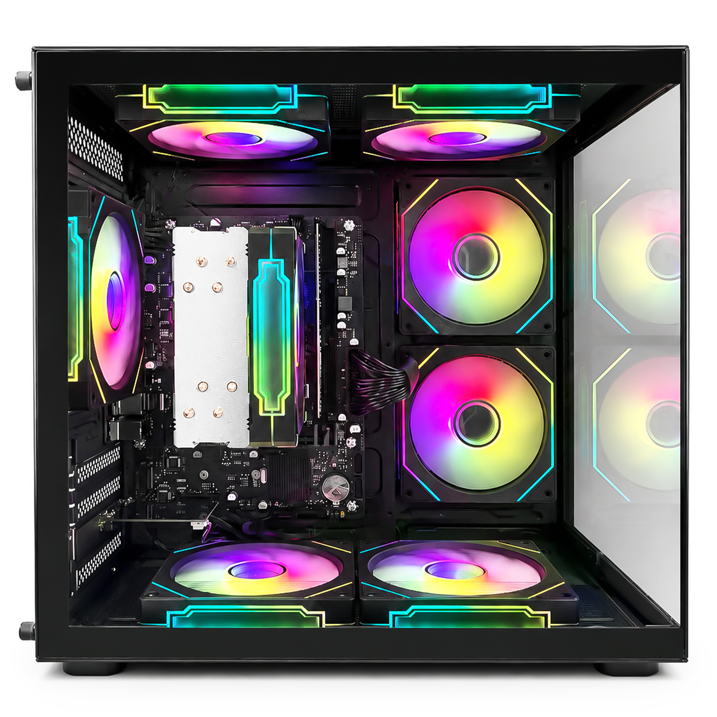Suevery Gaming PC Desktop, AMD Ryzen 5 3400G up to 4.2GHz, 16G DDR4 RAM, RGB Fansx8, WiFi 6, Black