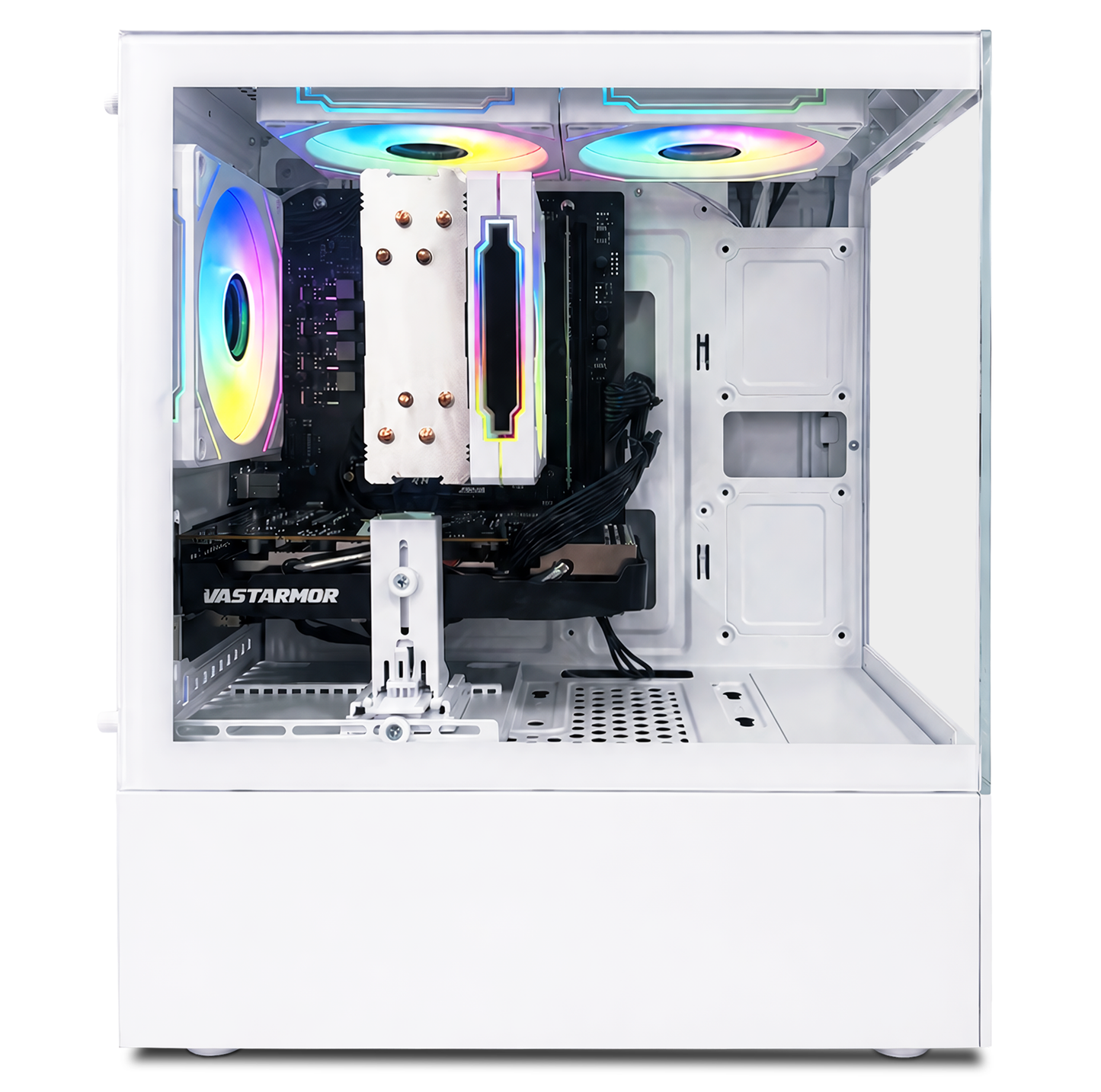 Suevery Gaming PC Desktop, AMD Ryzen 5 5500, Radeon RX 6500XT 4GB, 16GB DDR4, 512GB NVMe 3.0 SSD, RGB Fans, White