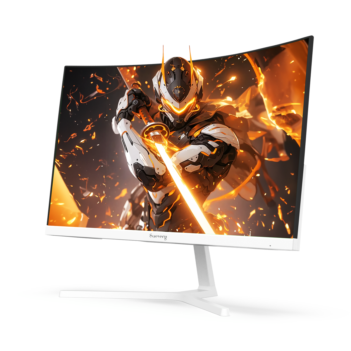 Suevery 24" FHD 1080p Curved Gaming Monitor, 240Hz, Built-in Speakers, 1800R, FreeSync, Wall Mountable -White