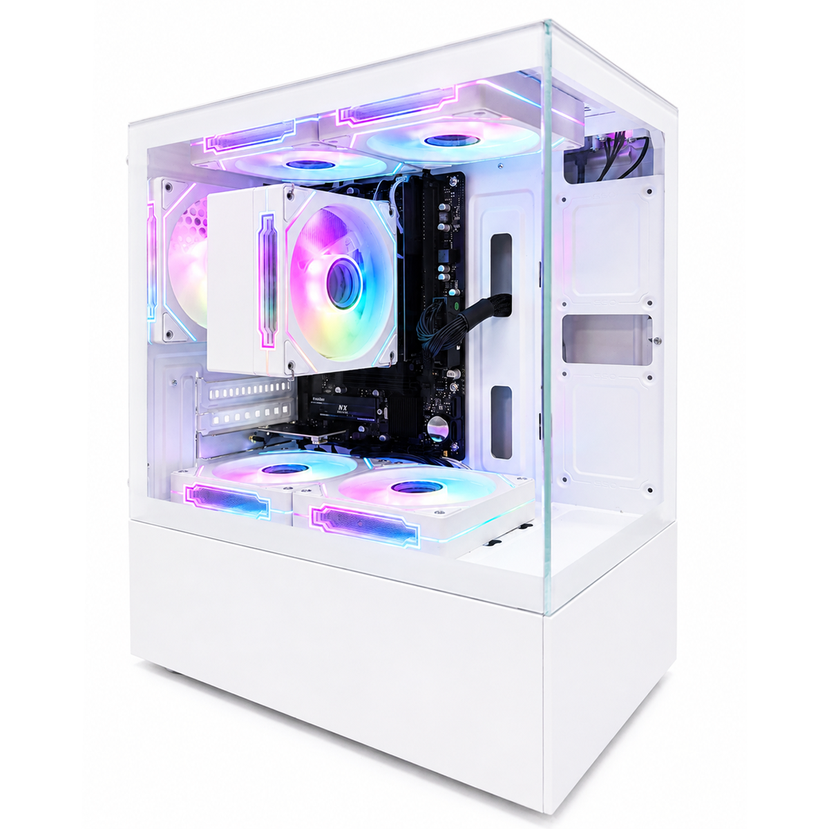 Suevery Desktop PC Computer, AMD Ryzen 5 3400G up to 4.2GHz, 8GB DDR4 RAM, RGB Lighting, WiFi 6, White