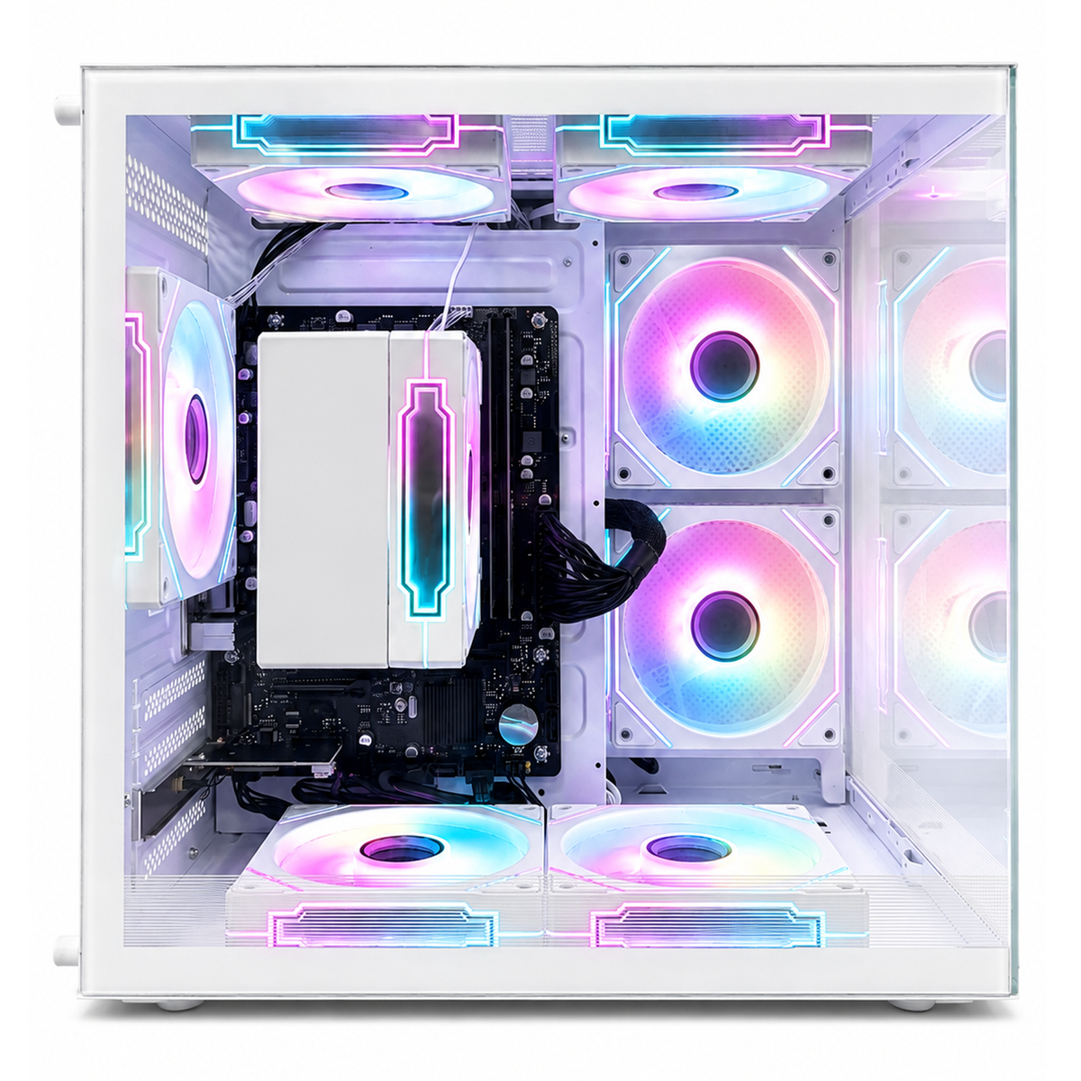 Suevery Desktop PC Computer, AMD Ryzen 5 3400G up to 4.2GHz, 16GB DDR4 RAM, RGB Fans, WiFi 6, White