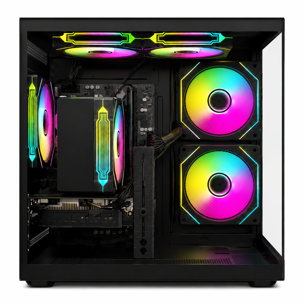Suevery Gaming PC Desktop, AMD Ryzen 5 5500, RTX 3050 8GB, 16GB DDR4 3200MHz, 512GB NVMe SSD, RGB Fans, Black