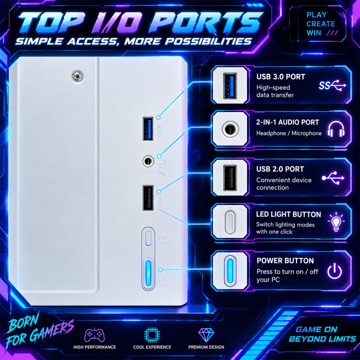Suevery Gaming PC Desktop, AMD Ryzen 7 4700LE, Radeon RX 6500XT 4GB, 16GB DDR4 RAM, 512GB NVMe SSD, WiFi 6, RGB Lighting, White