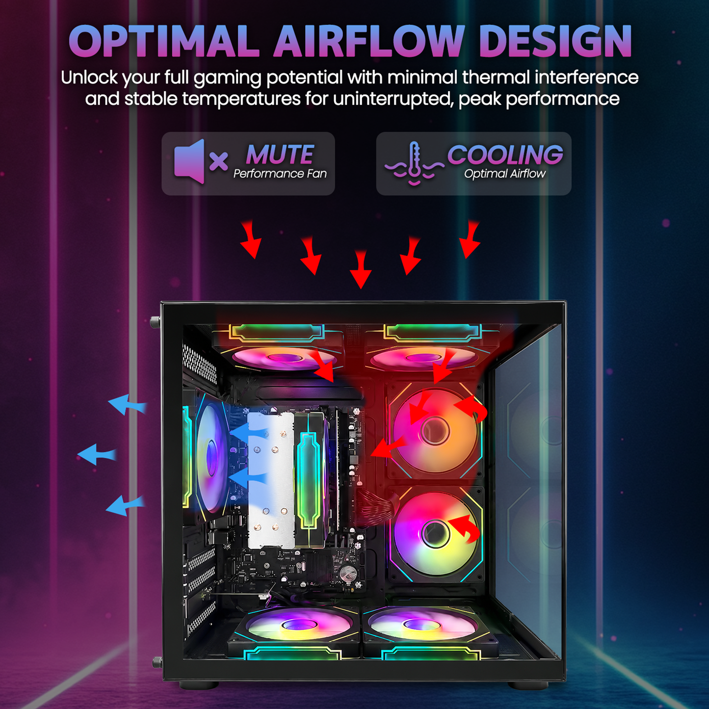 Suevery Gaming PC Desktop, AMD Ryzen 5 3400G up to 4.2GHz, 16G DDR4 RAM, RGB Fansx8, WiFi 6, Black
