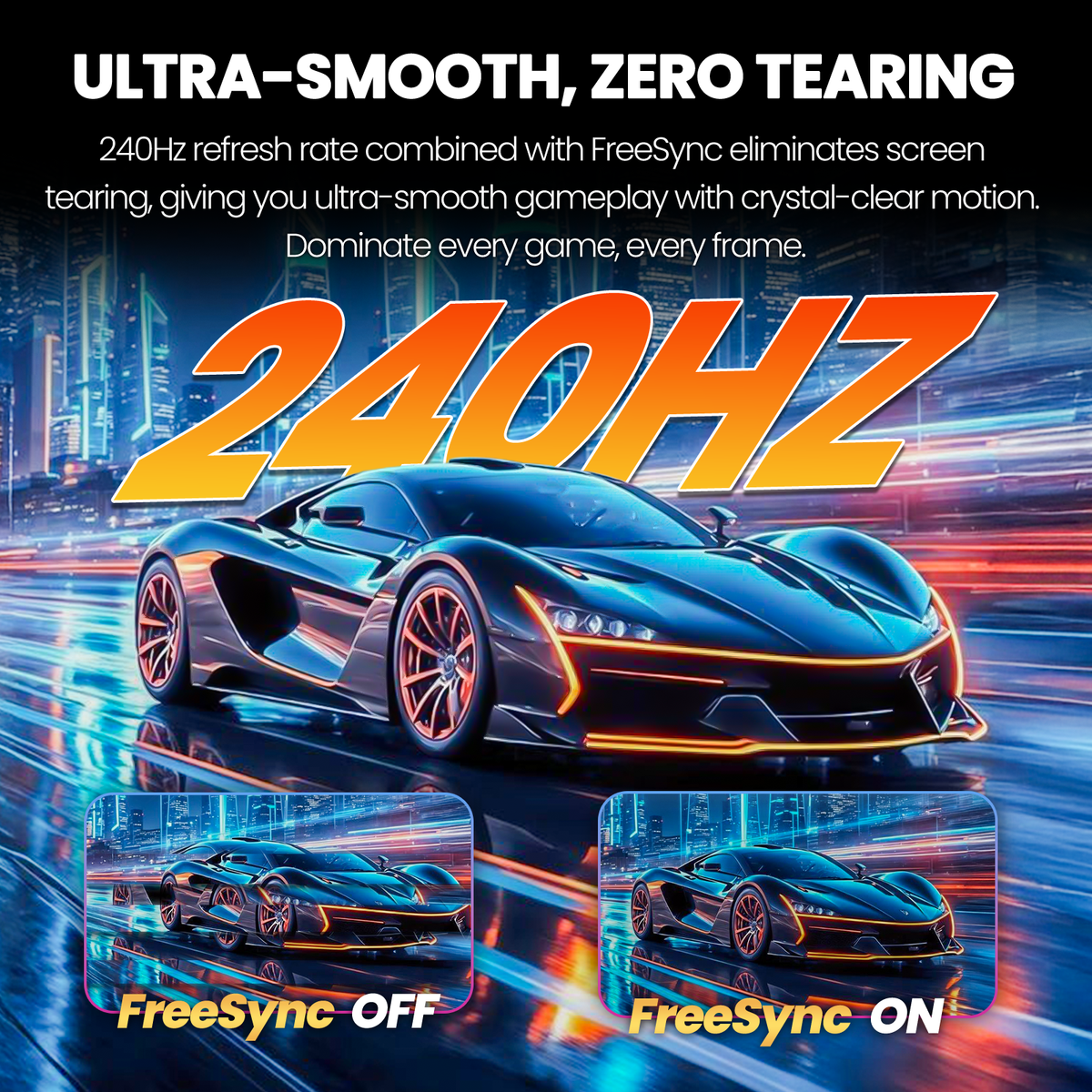 Suevery 24" FHD 1080p Curved Gaming Monitor, 240Hz, Built-in Speakers, 1800R, FreeSync, Wall Mountable -White