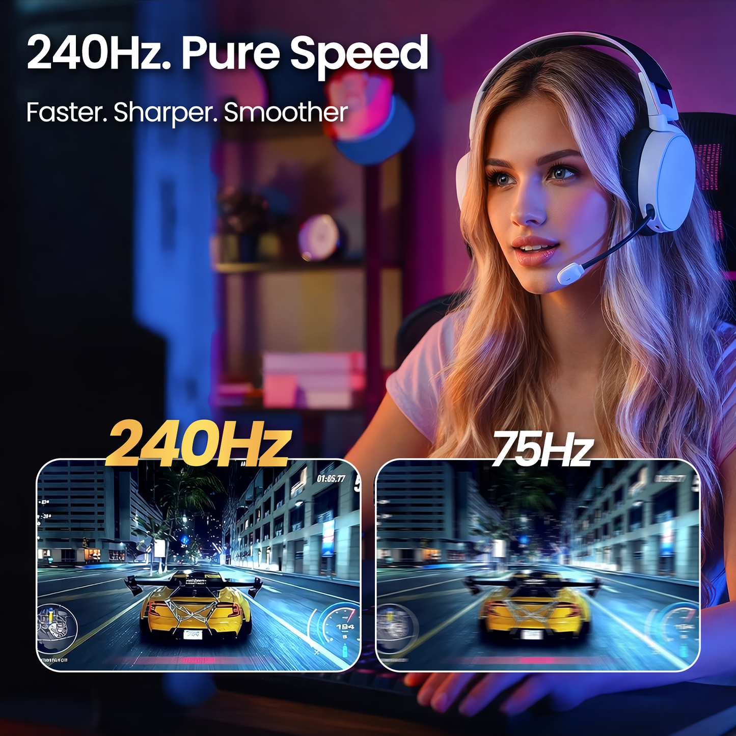 Suevery 34" 240Hz Curved Gaming Monitor, WQHD 3440x1440P, 1500R, 120% sRGB, Built-in Speakers, FreeSync, HDMI/DP, Black