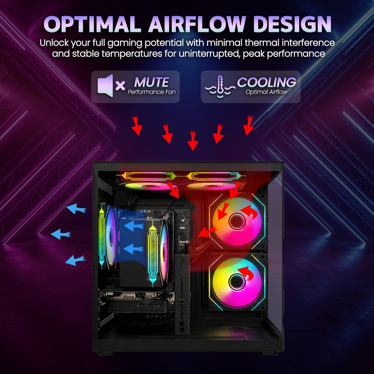 Suevery Gaming PC Desktop, AMD Ryzen 5 5500, RTX 3050 8GB, 16GB DDR4 3200MHz, 512GB NVMe SSD, RGB Fans, Black