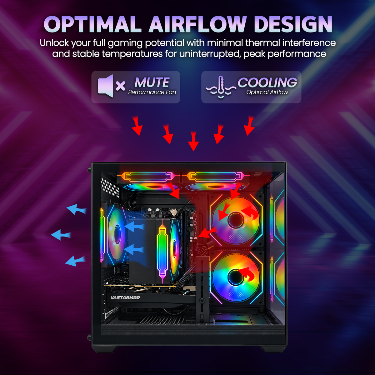 Suevery Gaming PC Desktop, AMD Ryzen 5 5500, RX 6500XT 4G, DDR4 16GB, 512G NVMe SSD, WiFi 6, RGB Lighting, Black
