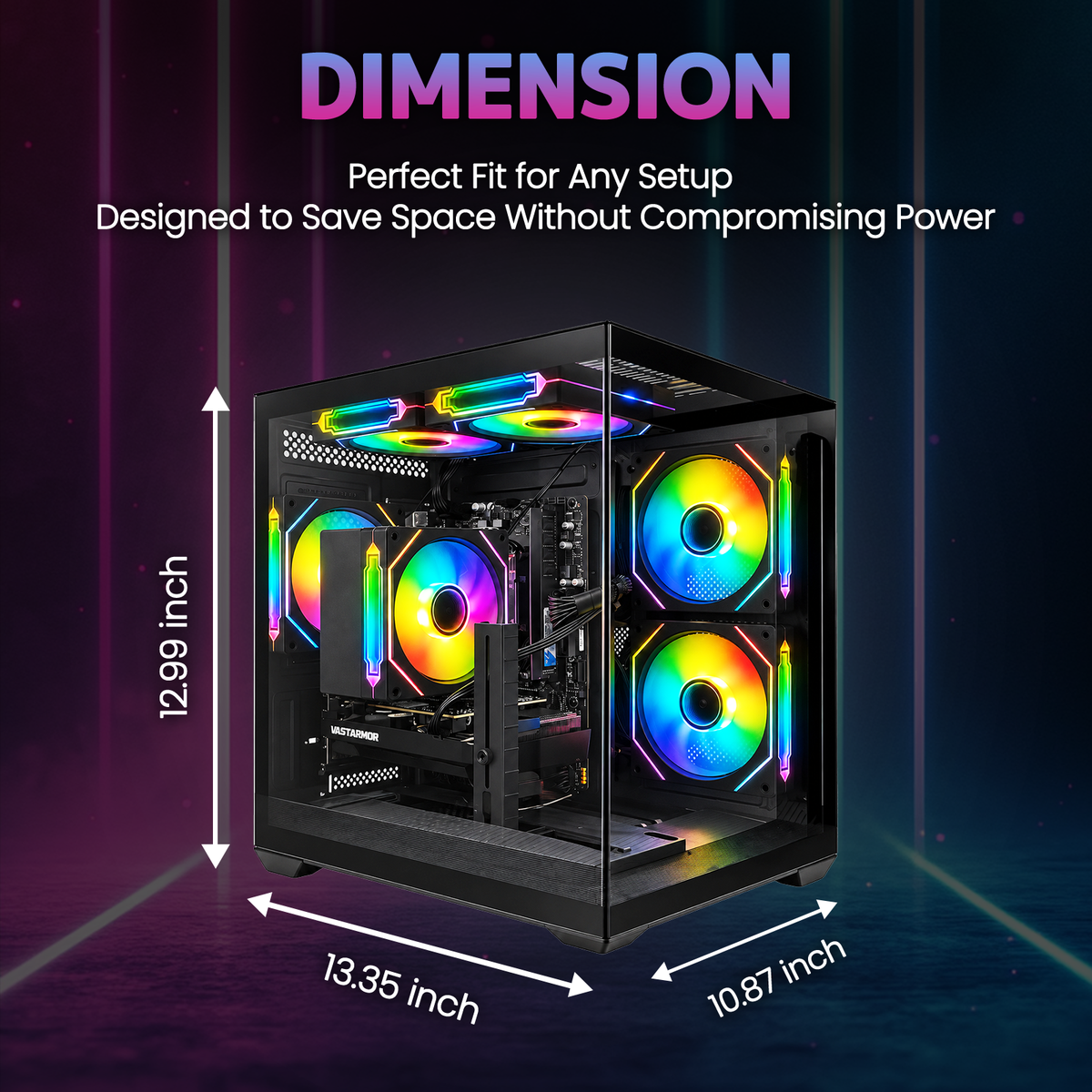 Suevery Gaming PC Desktop, AMD Ryzen 5 5500, RX 6500XT 4G, DDR4 16GB, 512G NVMe SSD, WiFi 6, RGB Lighting, Black