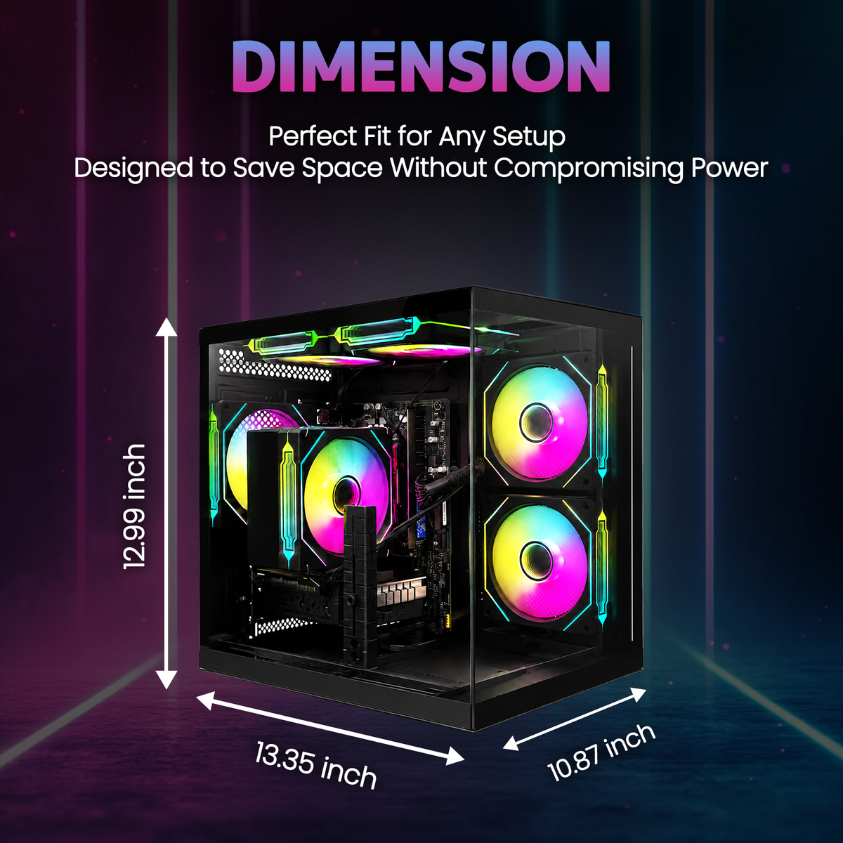 Suevery Gaming PC Desktop, AMD Ryzen 5 5500, RTX 3050 8GB, 16GB DDR4 3200MHz, 512GB NVMe SSD, RGB Fans, Black