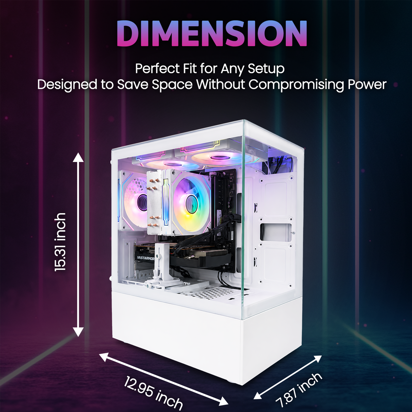 Suevery Gaming PC Desktop, AMD Ryzen 5 5500, Radeon RX 6500XT 4GB, 16GB DDR4, 512GB NVMe 3.0 SSD, RGB Fans, White