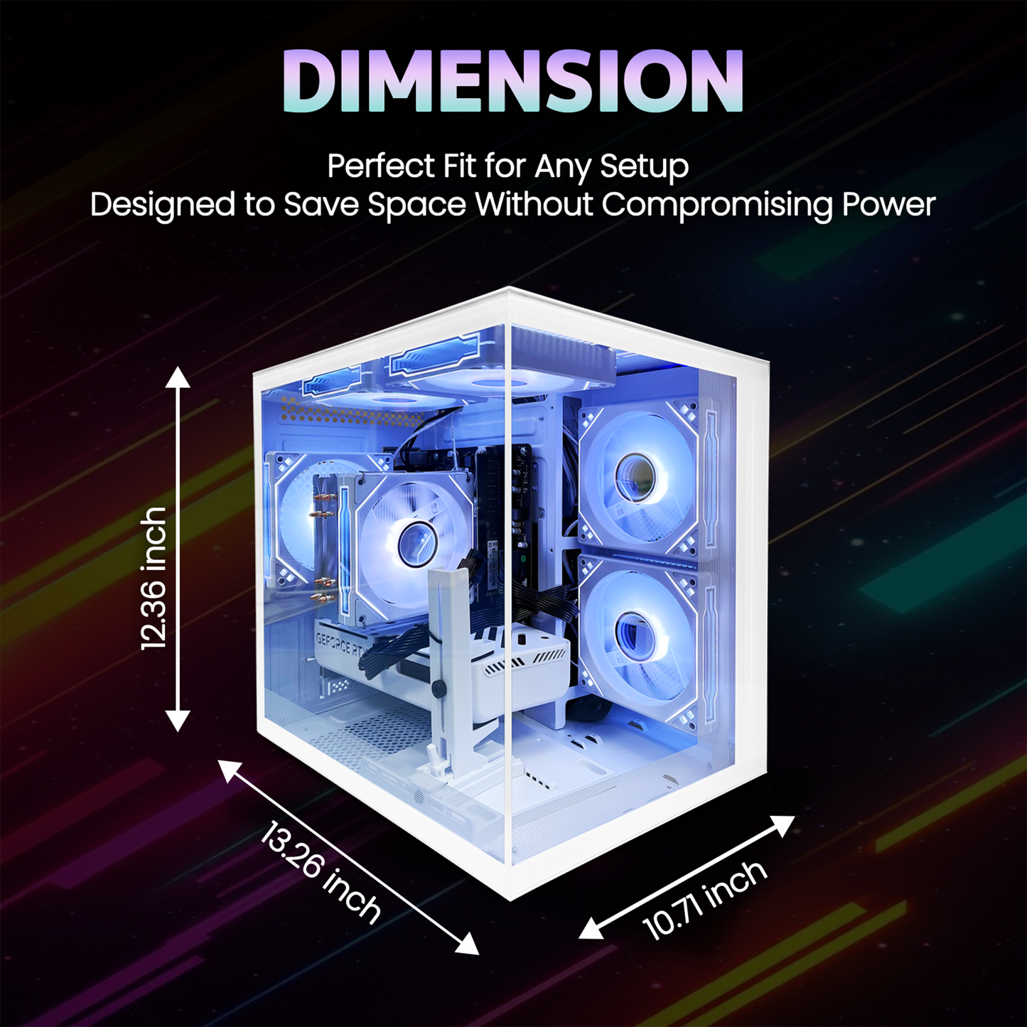 Suevery Gaming PC Desktop - AMD Ryzen 7 5700X, NVIDIA RTX 5060 8GB, 16GB DDR4, 1TB NVMe SSD, RGB lighting, Wi-Fi 6, White