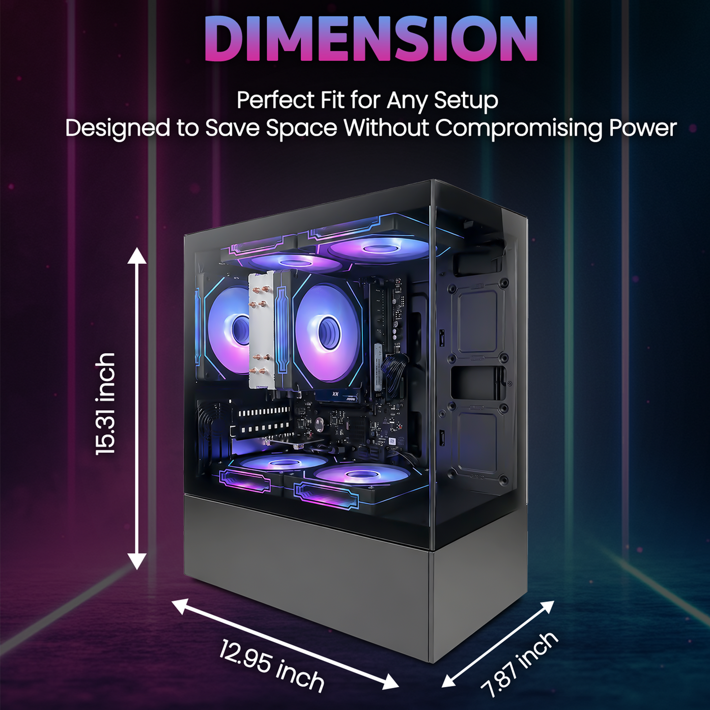 Suevery Gaming PC Desktop – AMD Ryzen 5 5600GT, 16GB DDR4 RAM, 512GB NVMe SSD, 650W, RGB Fans, Wi-Fi 6, Black