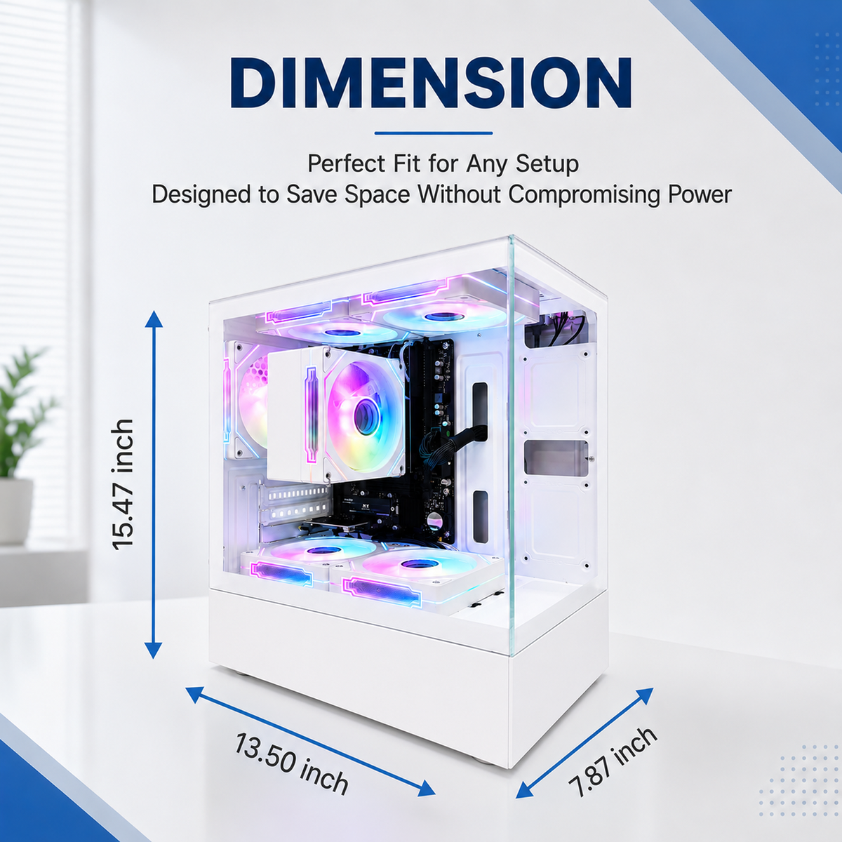 Suevery Desktop PC Computer, AMD Ryzen 5 3400G up to 4.2GHz, 8GB DDR4 RAM, RGB Lighting, WiFi 6, White