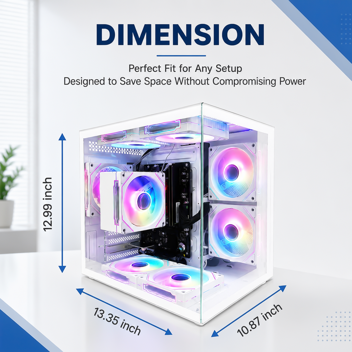 Suevery Desktop PC Computer, AMD Ryzen 5 3400G up to 4.2GHz, 16GB DDR4 RAM, RGB Fans, WiFi 6, White