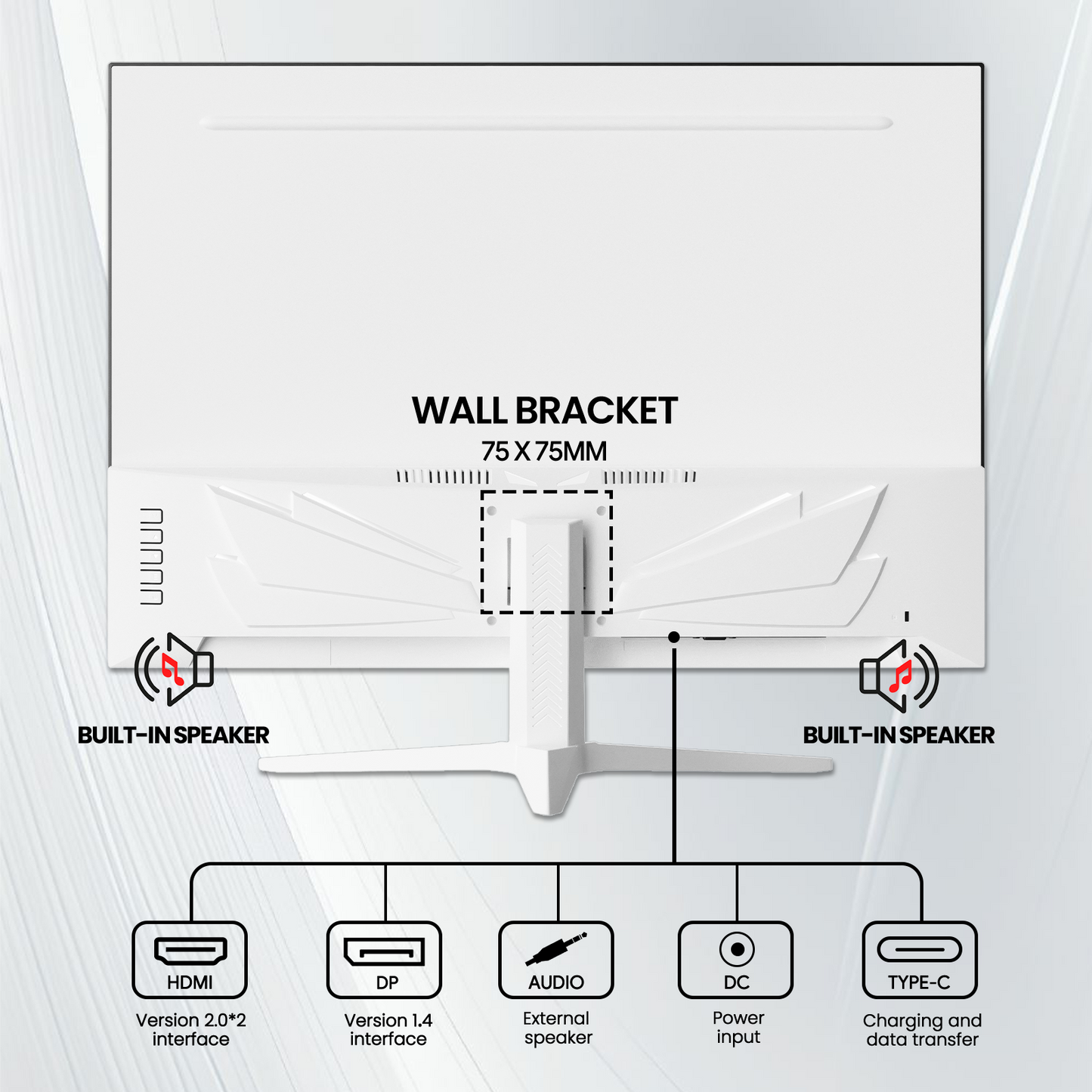 Suevery 28" 4K UHD IPS Computer Monitor, 3840×2560, 120% sRGB, FreeSync, Built-in Speakers, HDMI/DP, Wall Mount, White