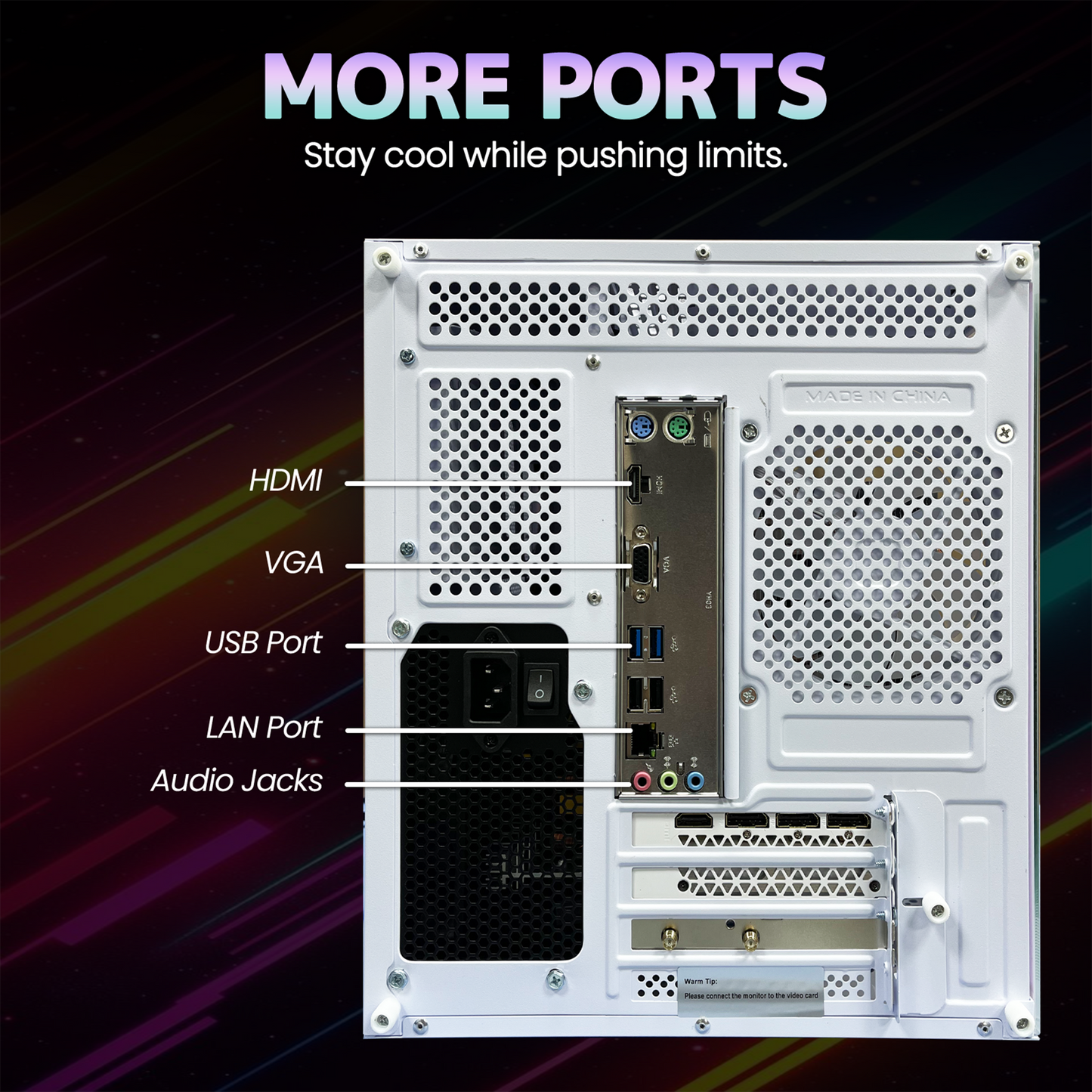 Suevery Gaming PC Desktop - AMD Ryzen 7 5700X, NVIDIA RTX 5060 8GB, 16GB DDR4, 1TB NVMe SSD, RGB lighting, Wi-Fi 6, White